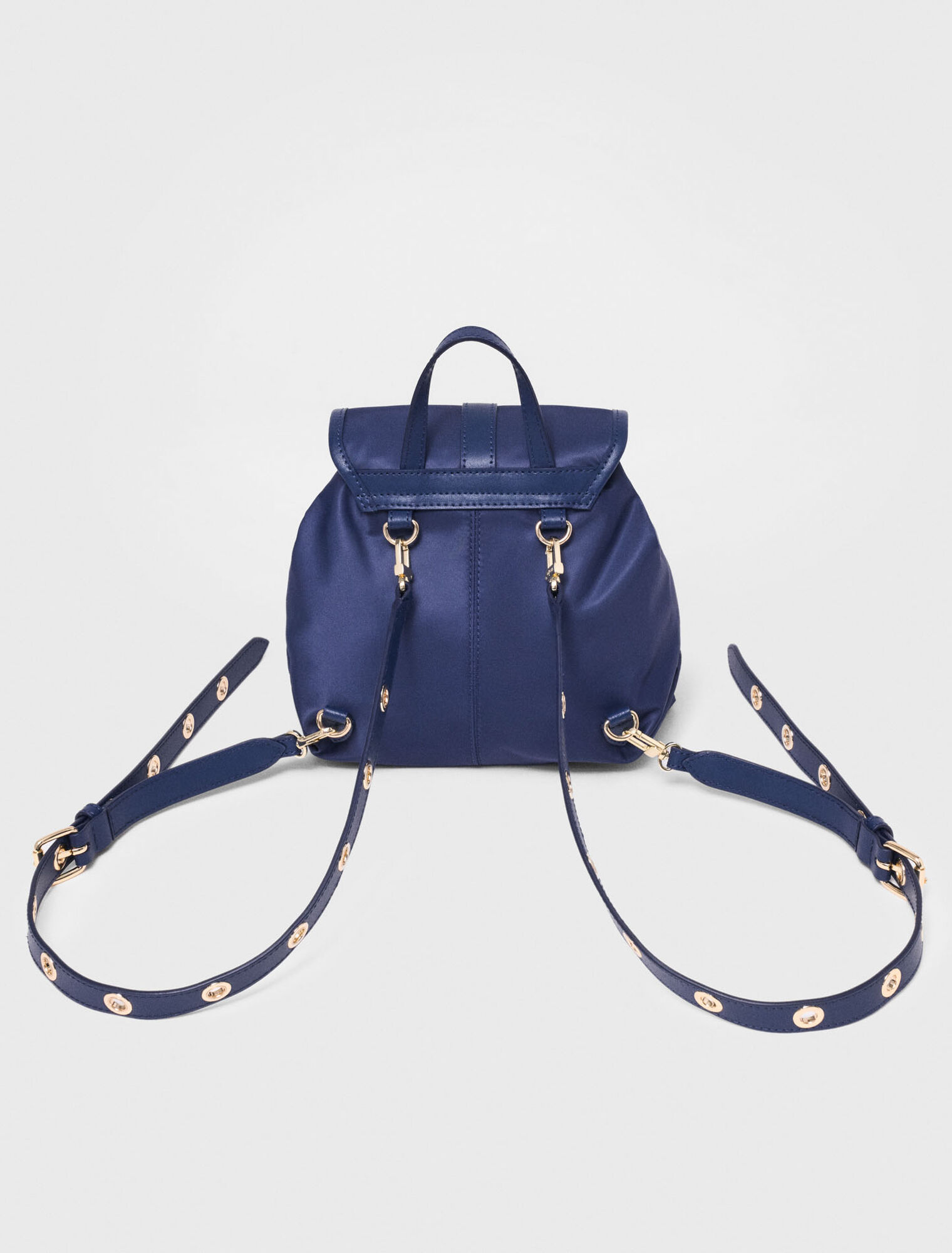Mini leather and nylon backpack - Navy