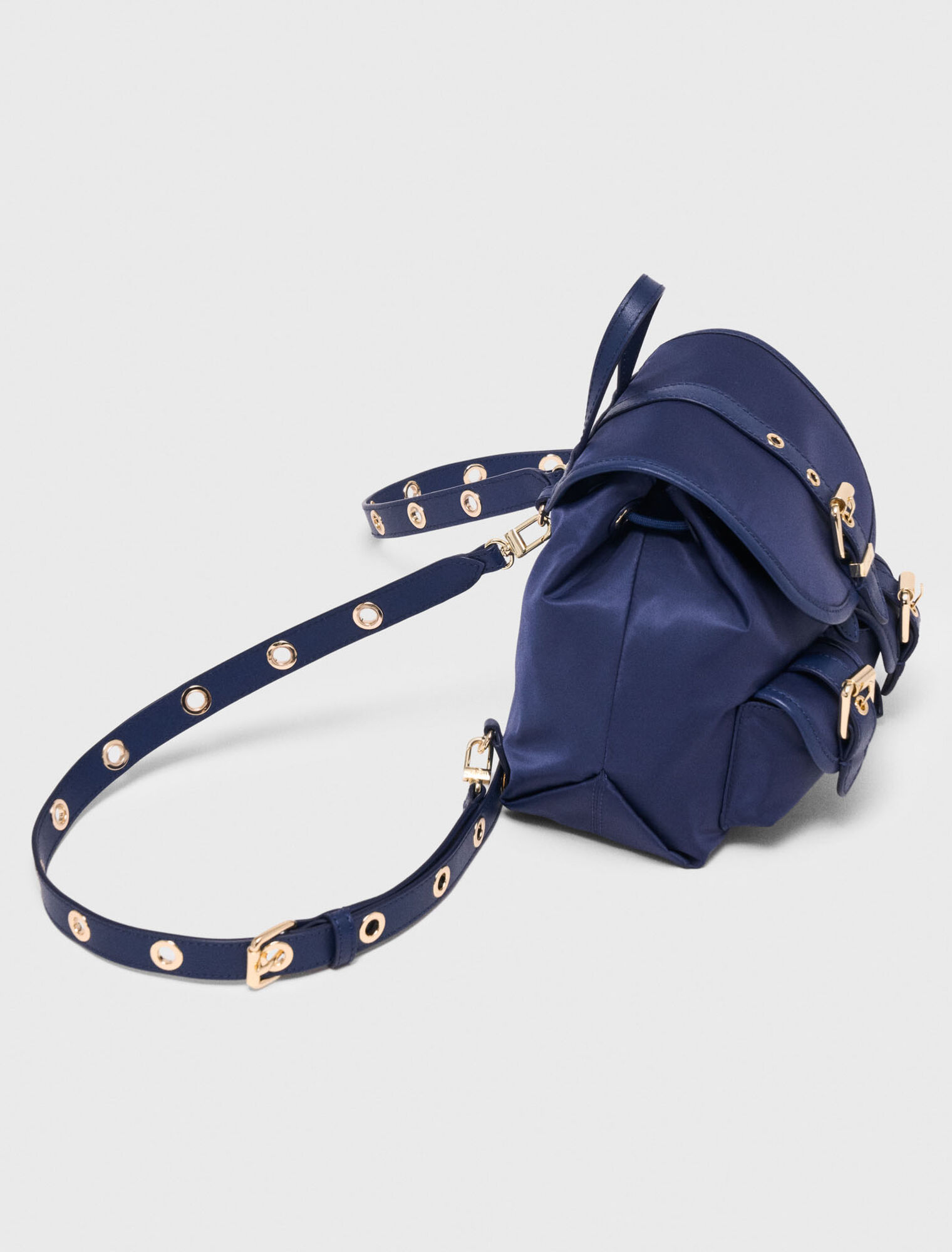 Mini leather and nylon backpack - Navy