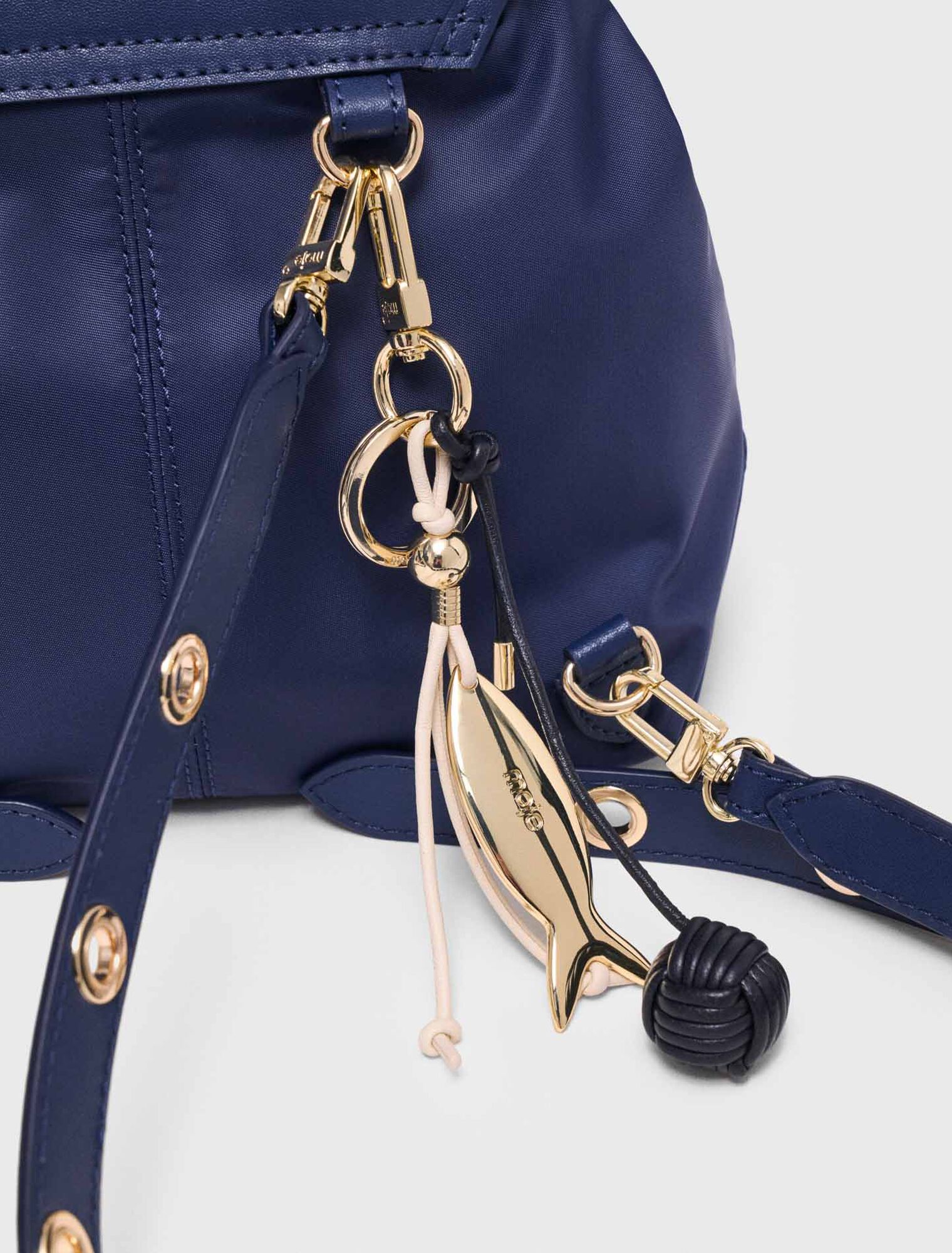Mini leather and nylon backpack - Navy
