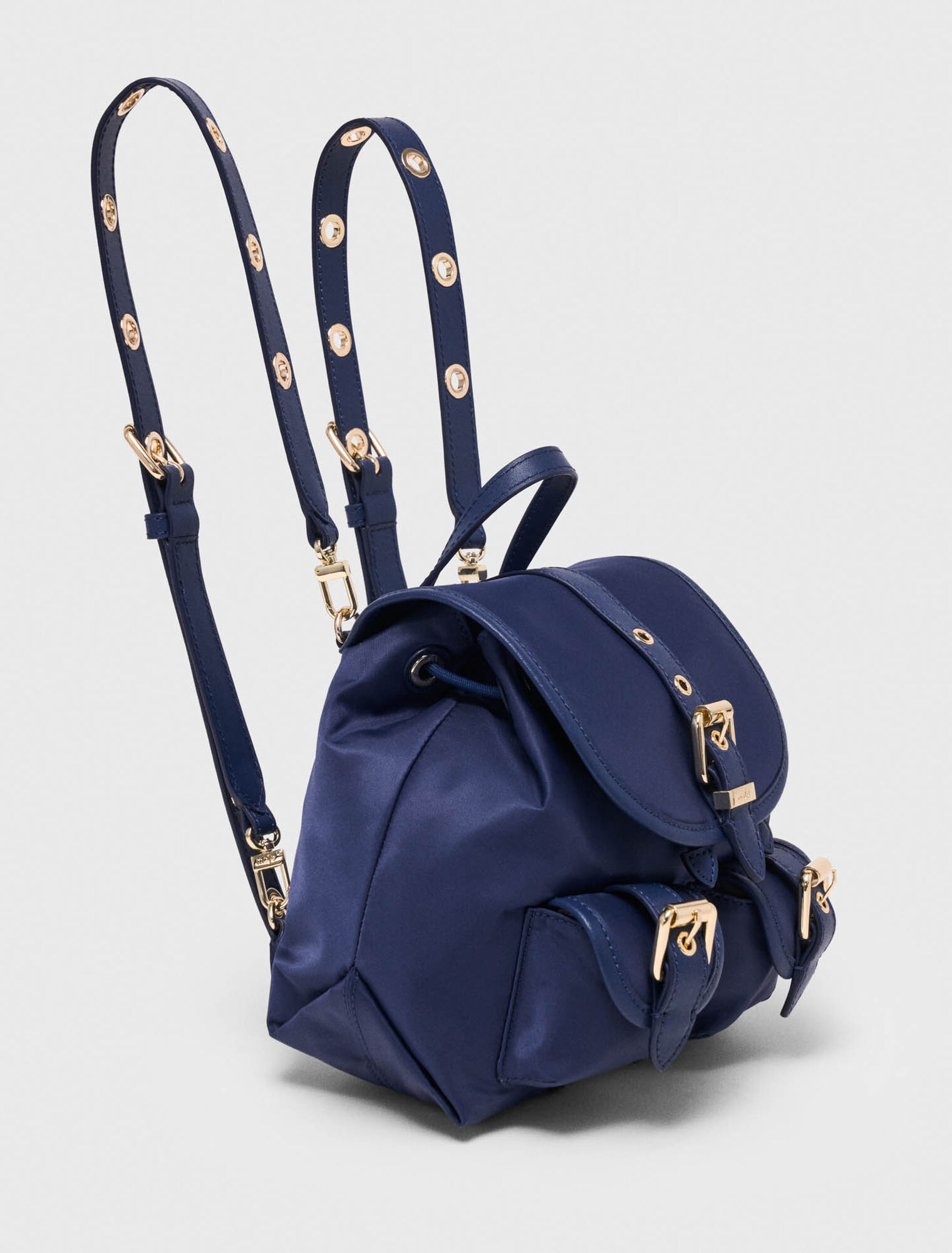 Mini leather and nylon backpack - Navy