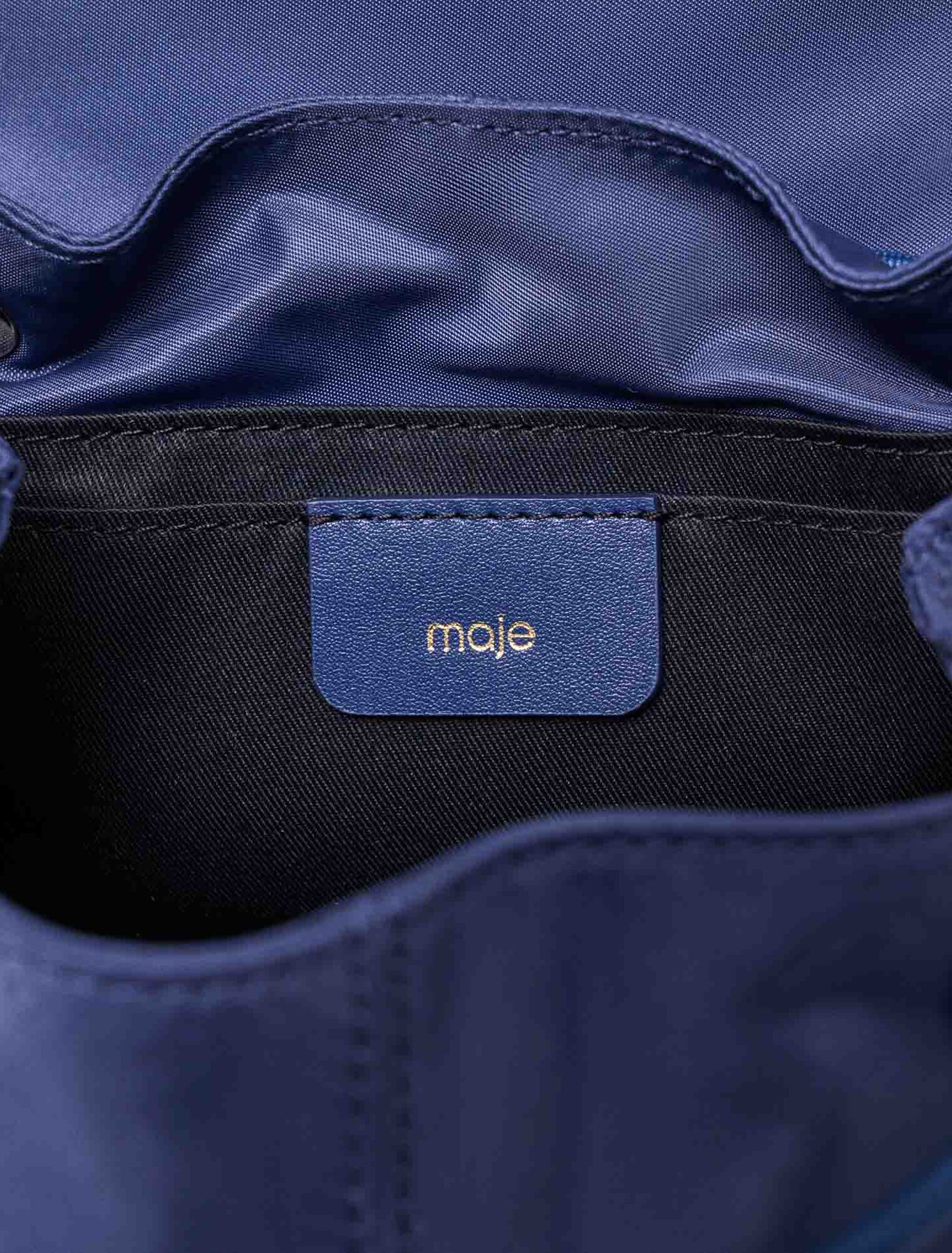 Mini leather and nylon backpack - Navy