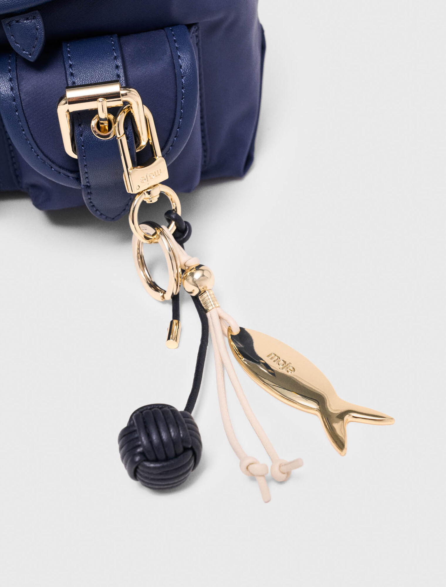 Mini leather and nylon backpack - Navy