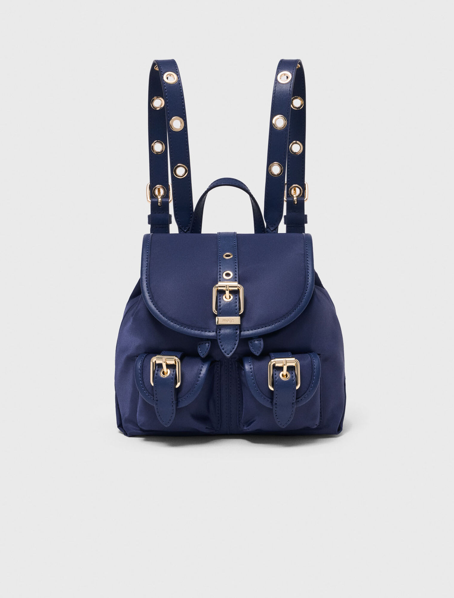 Mini leather and nylon backpack - Navy