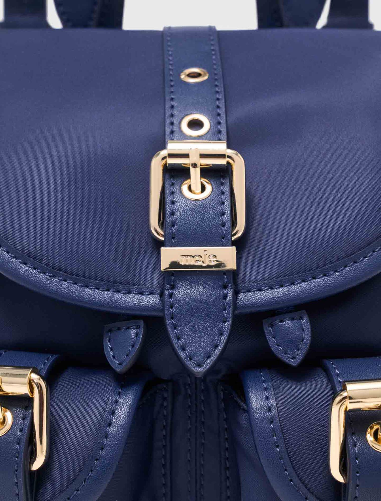 Mini leather and nylon backpack - Navy