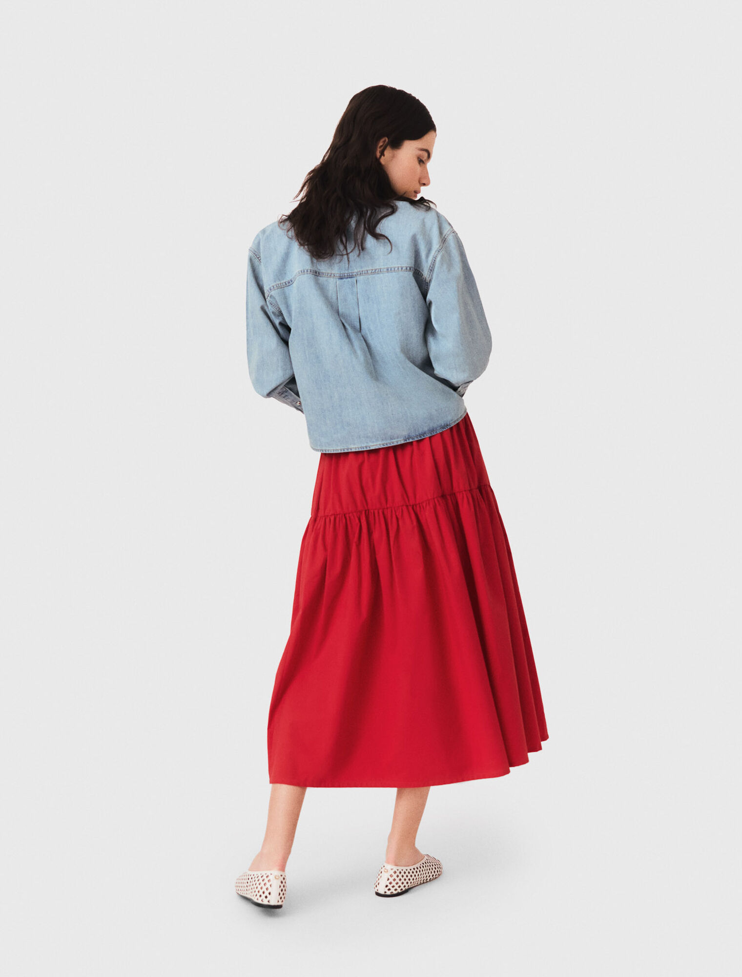 Long gathered skirt - Red