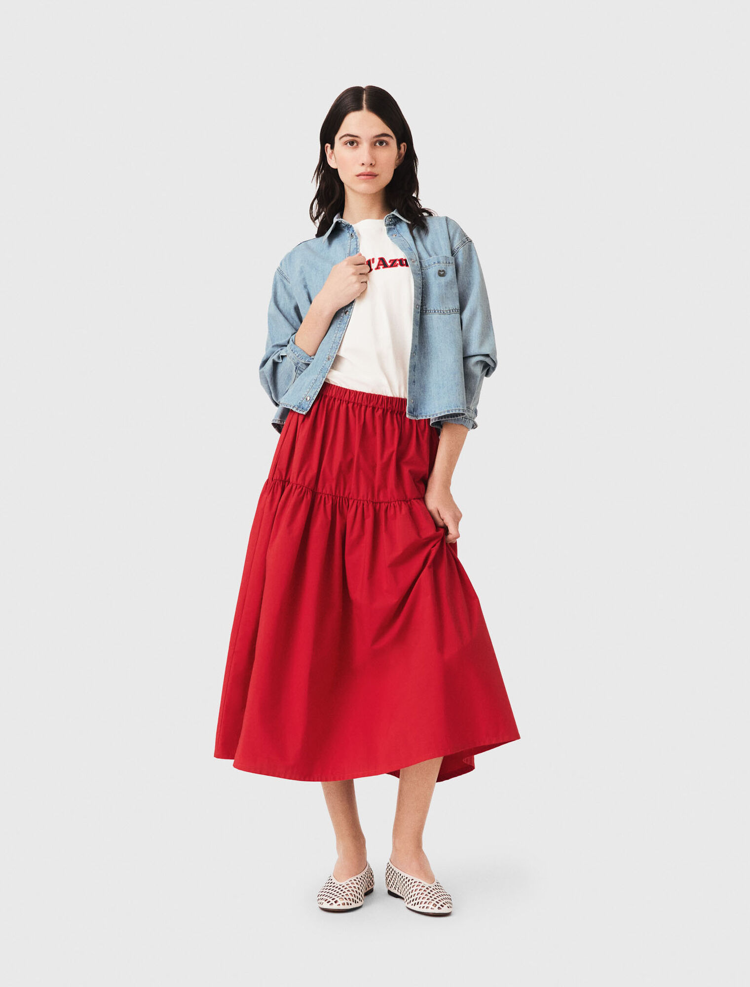 Long gathered skirt - Red