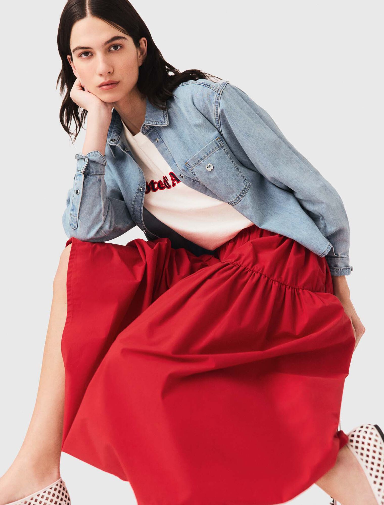 Long gathered skirt - Red