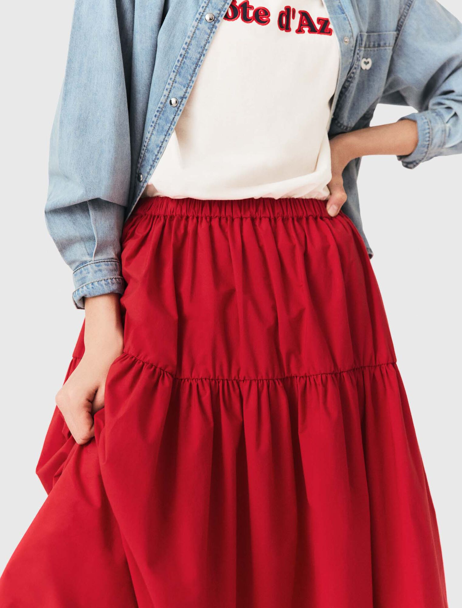 Long gathered skirt - Red