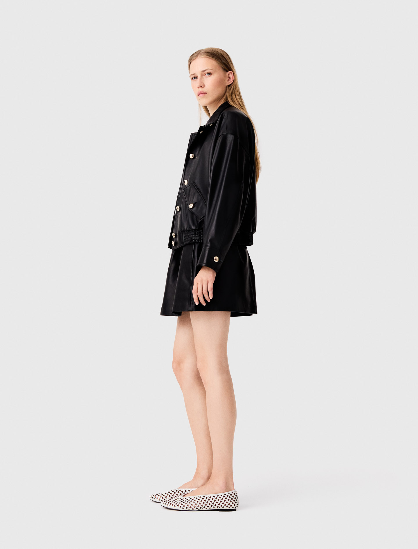 Short leather skirt - Black
