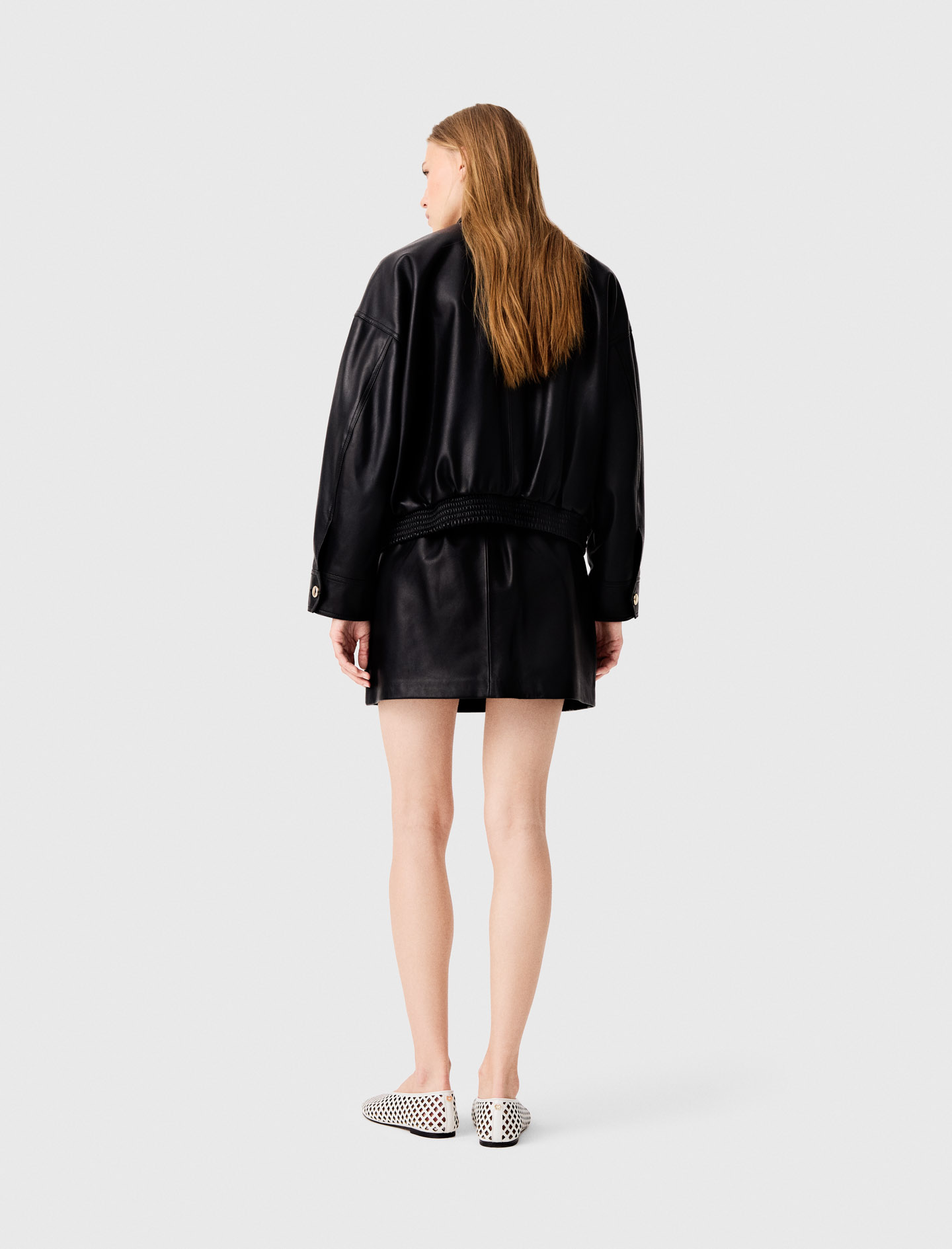 Short leather skirt - Black
