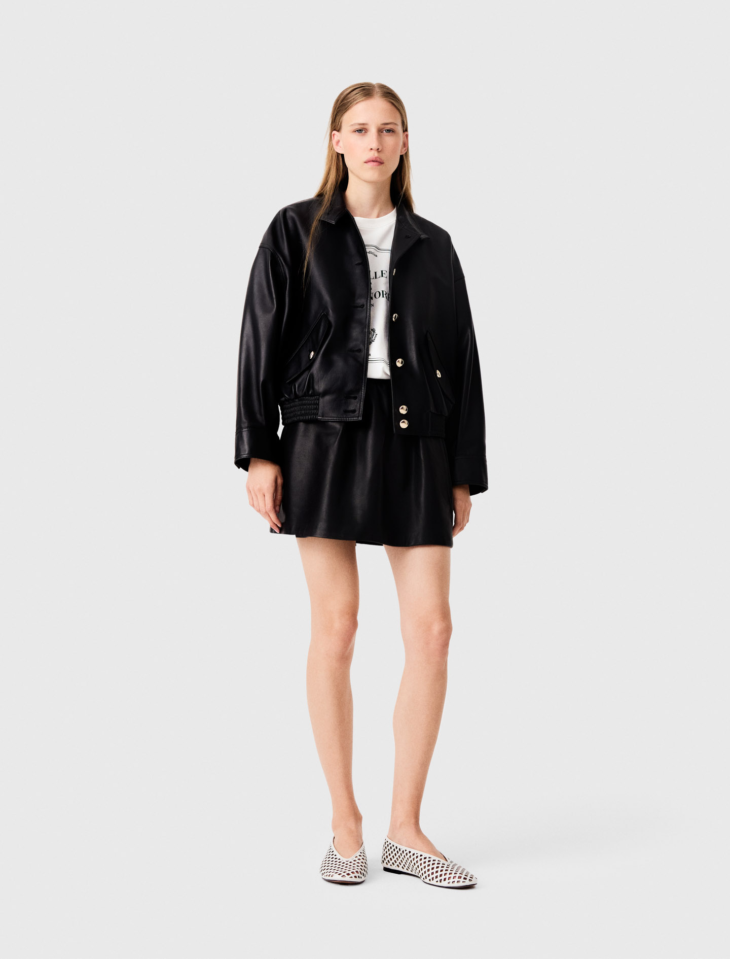 Short leather skirt - Black