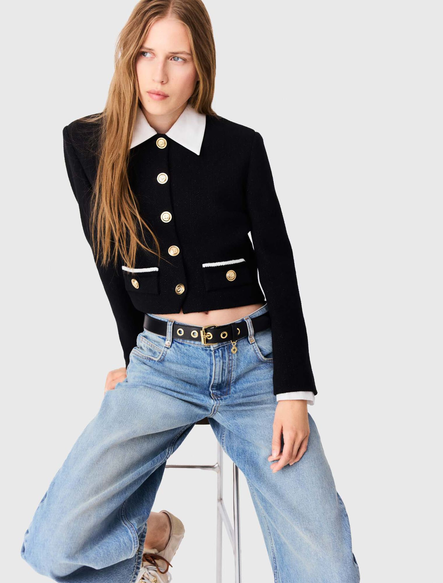 Short tweed jacket Black | Maje