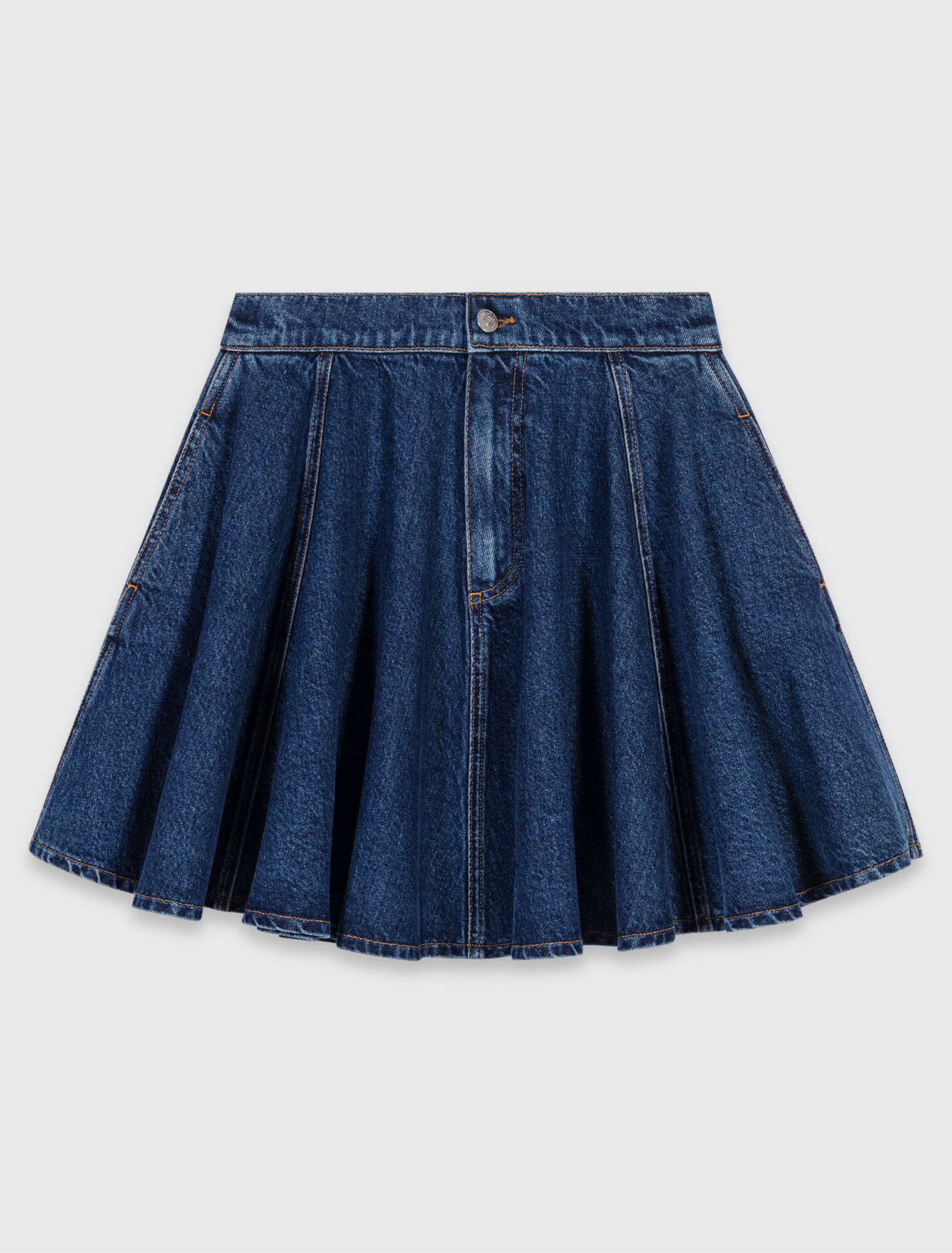 Short flared denim skirt - Blue