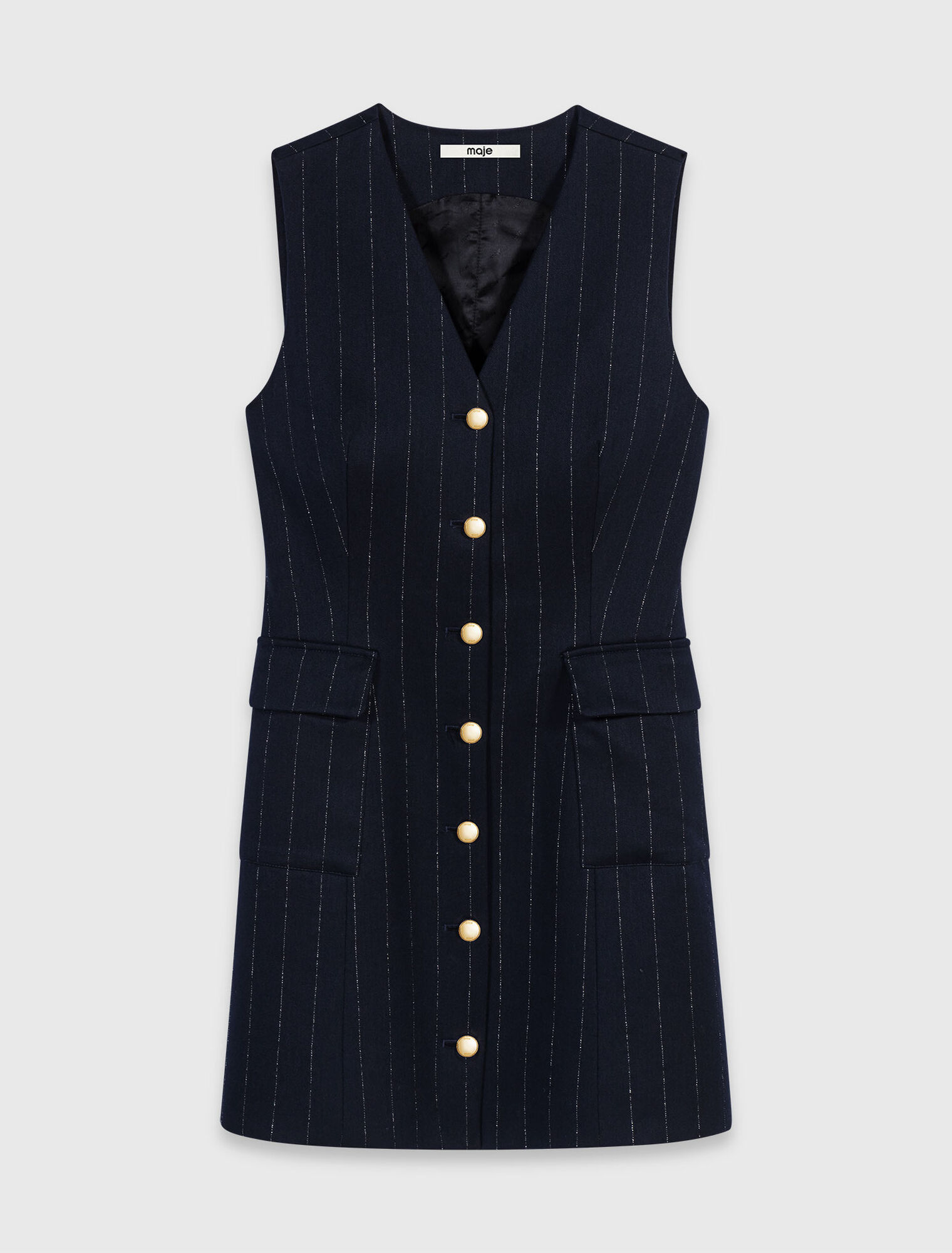 Sleeveless tailored lurex dress - Navy