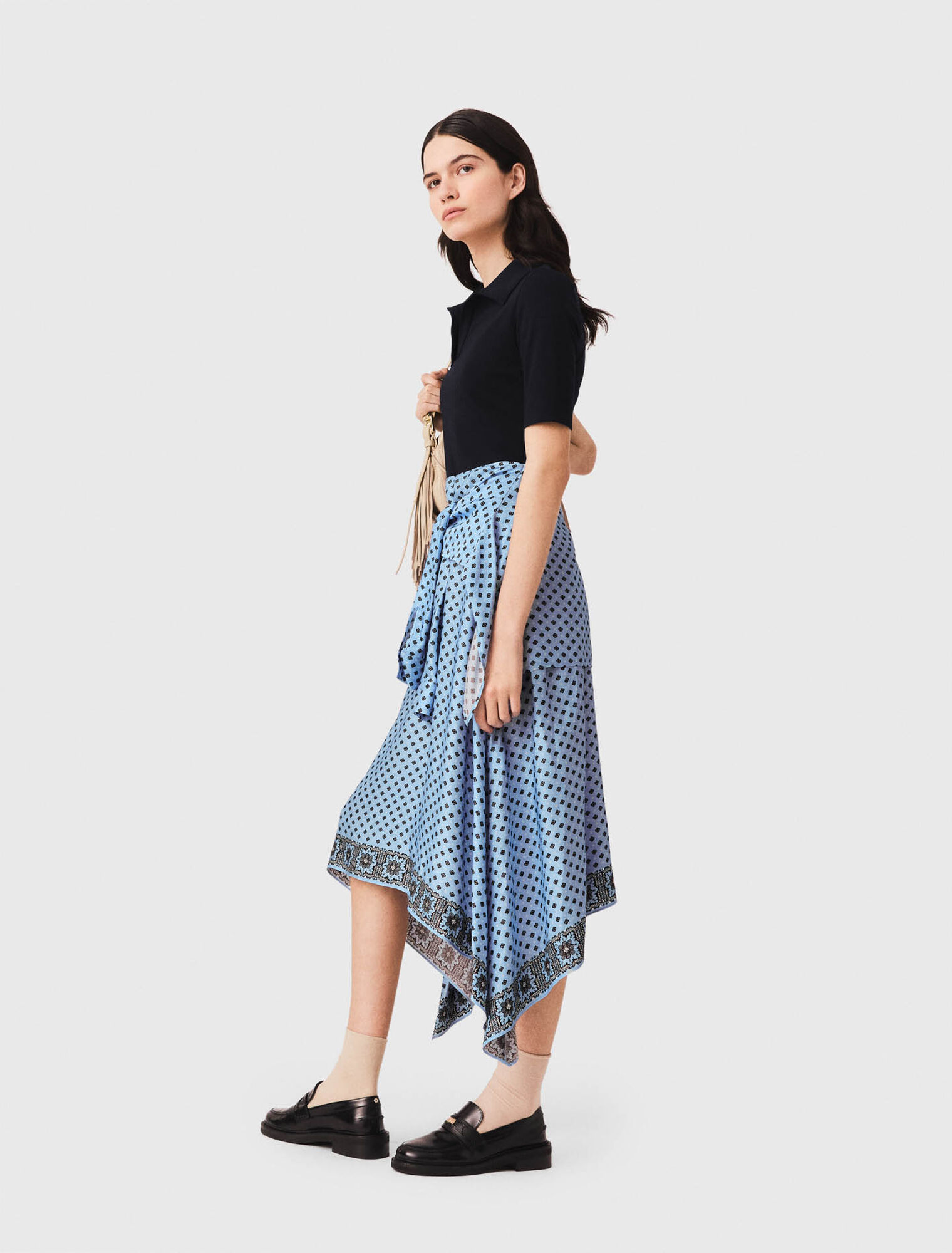 Layered-effect scarf skirt dress - Blue