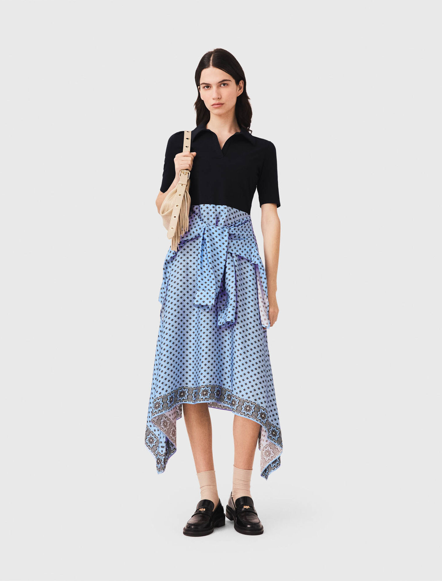 Layered-effect scarf skirt dress - Blue