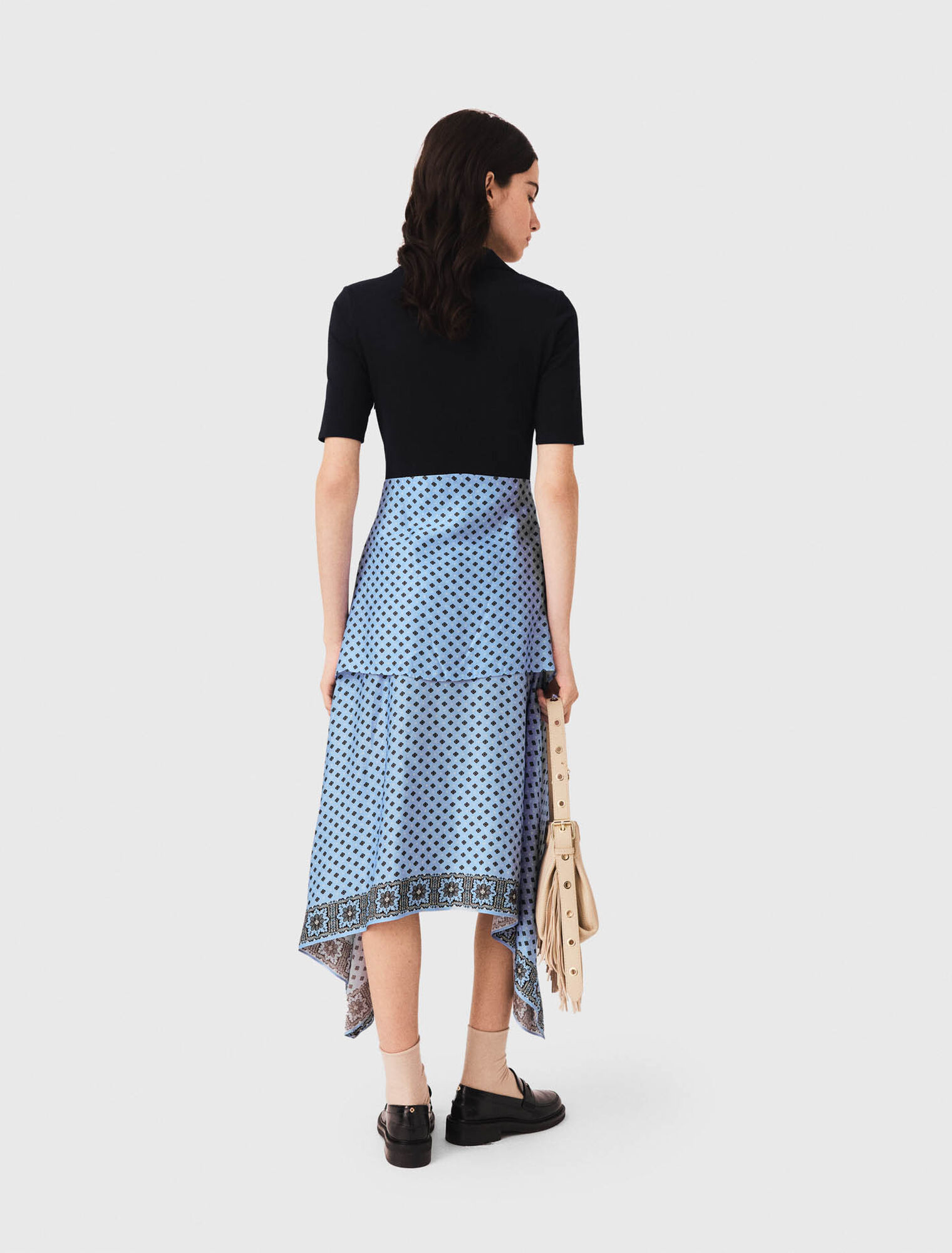 Layered-effect scarf skirt dress - Blue