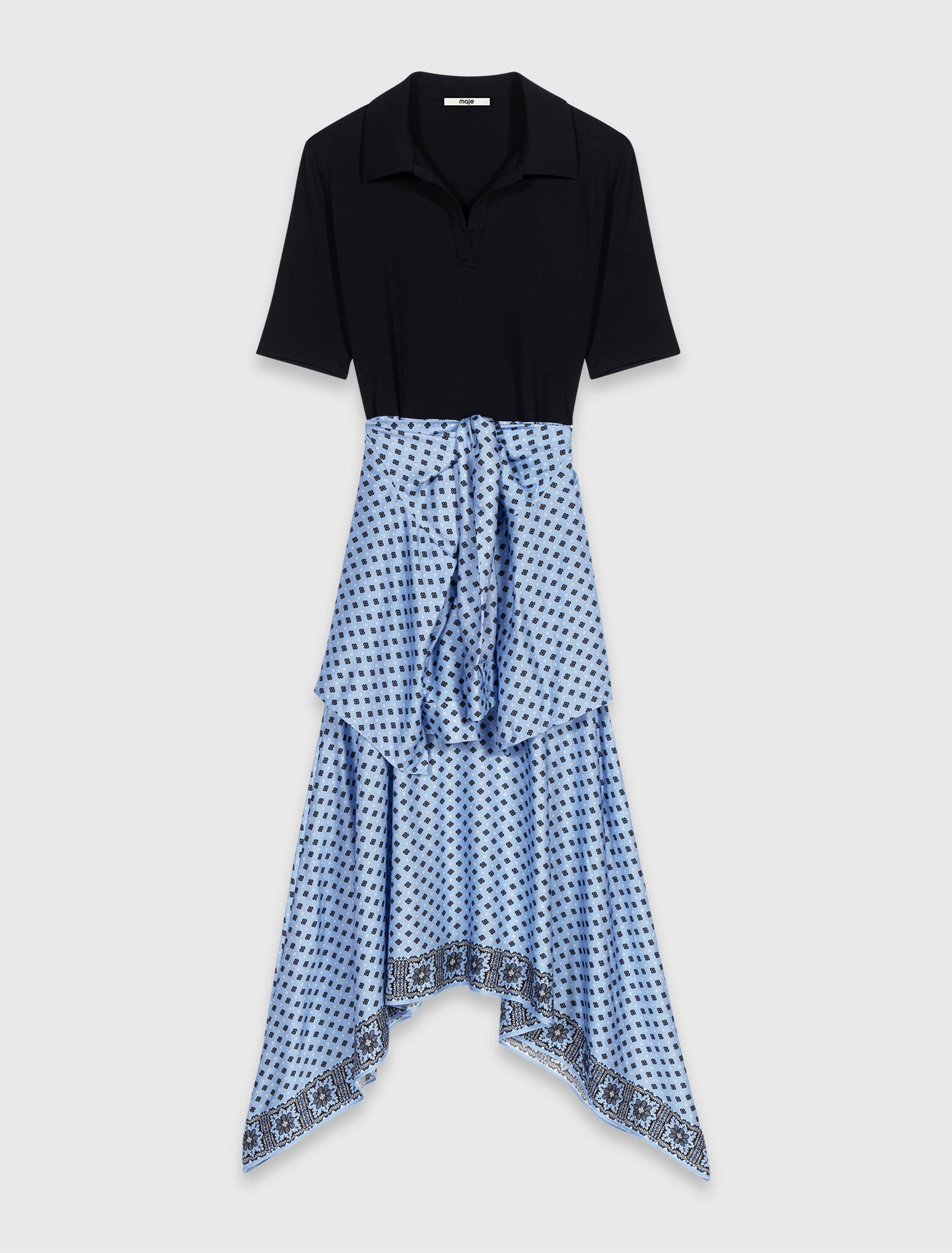 Layered-effect scarf skirt dress - Blue