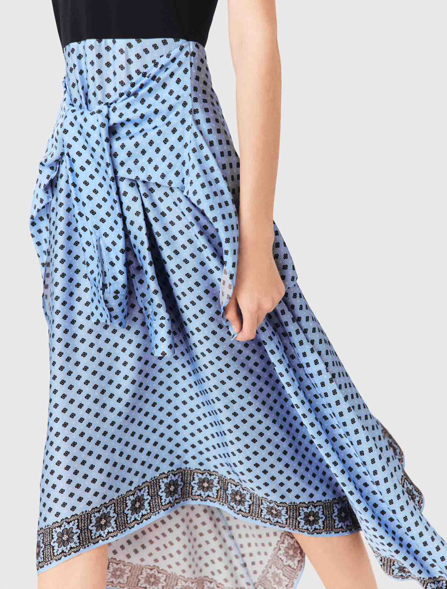 Layered-effect scarf skirt dress - Blue
