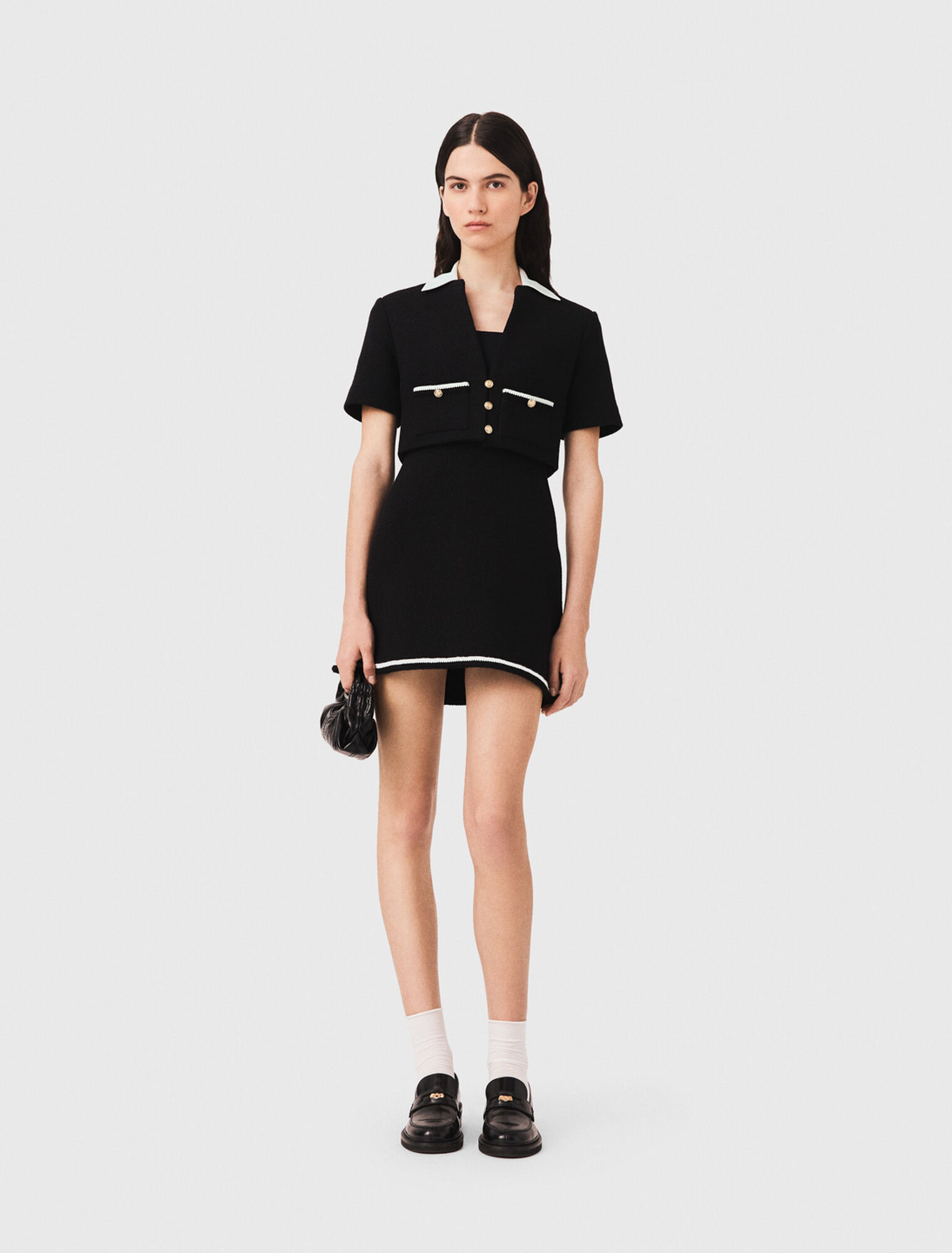 2-in-1 tweed dress - Black