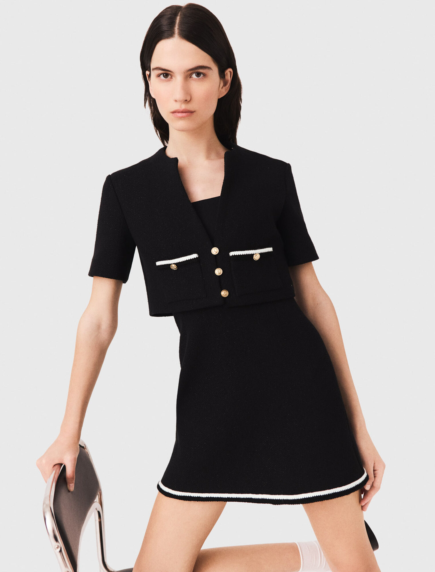 2-in-1 tweed dress - Black