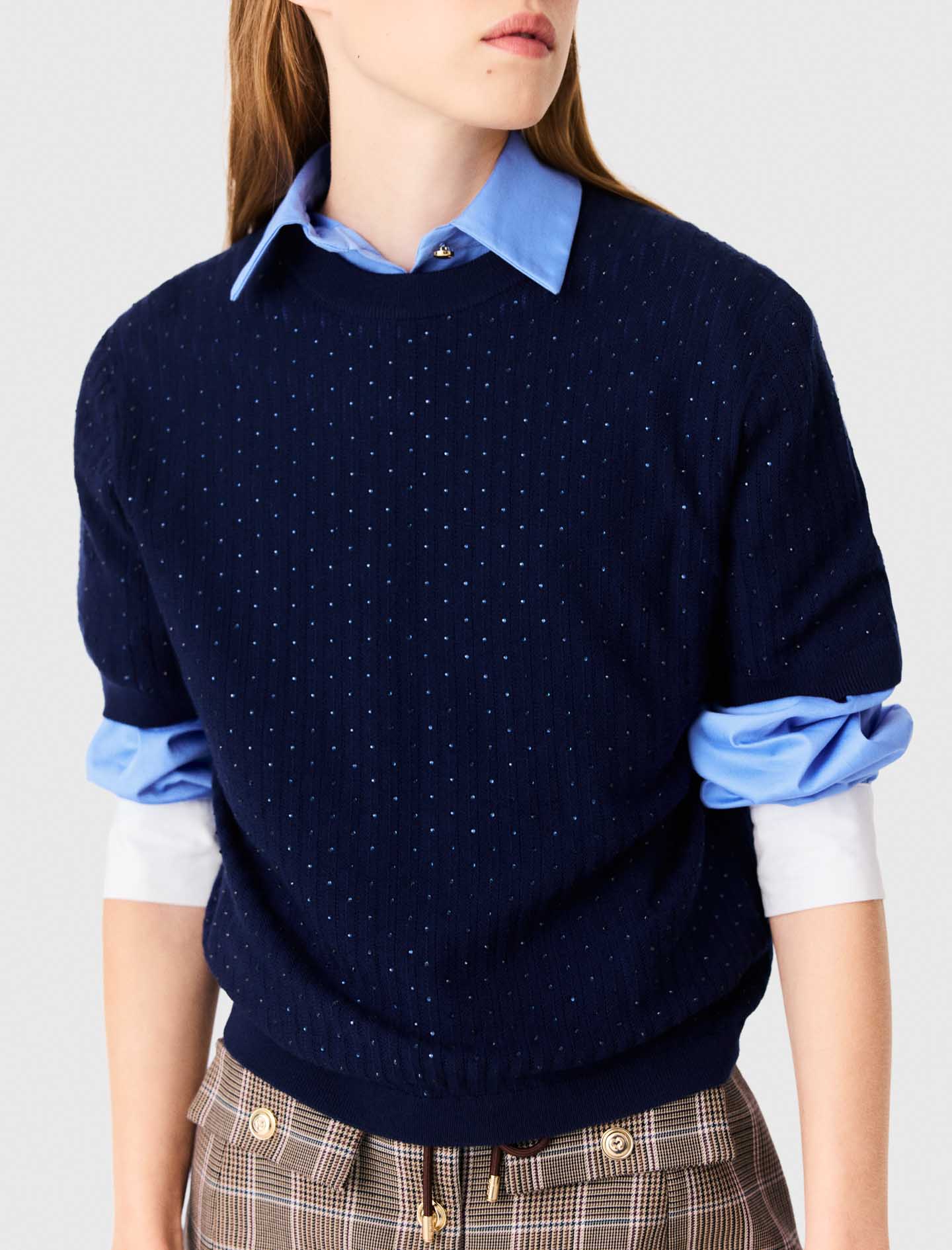 Tonal rhinestone jumper - Navy