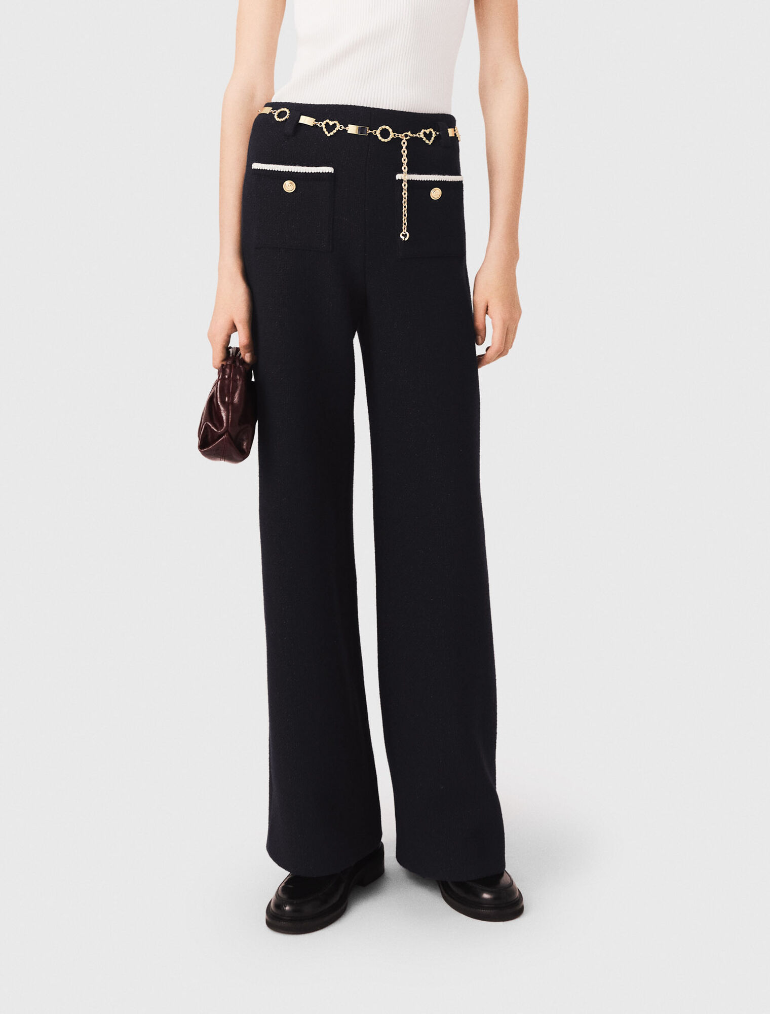 Lurex tweed trousers - Black