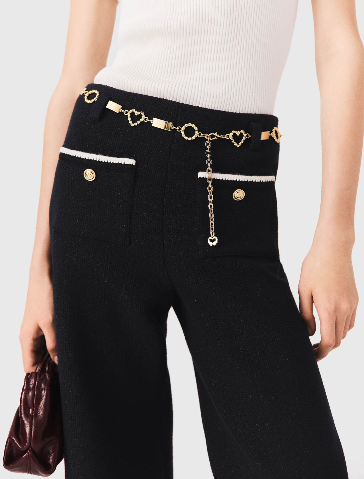 Lurex tweed trousers - Black
