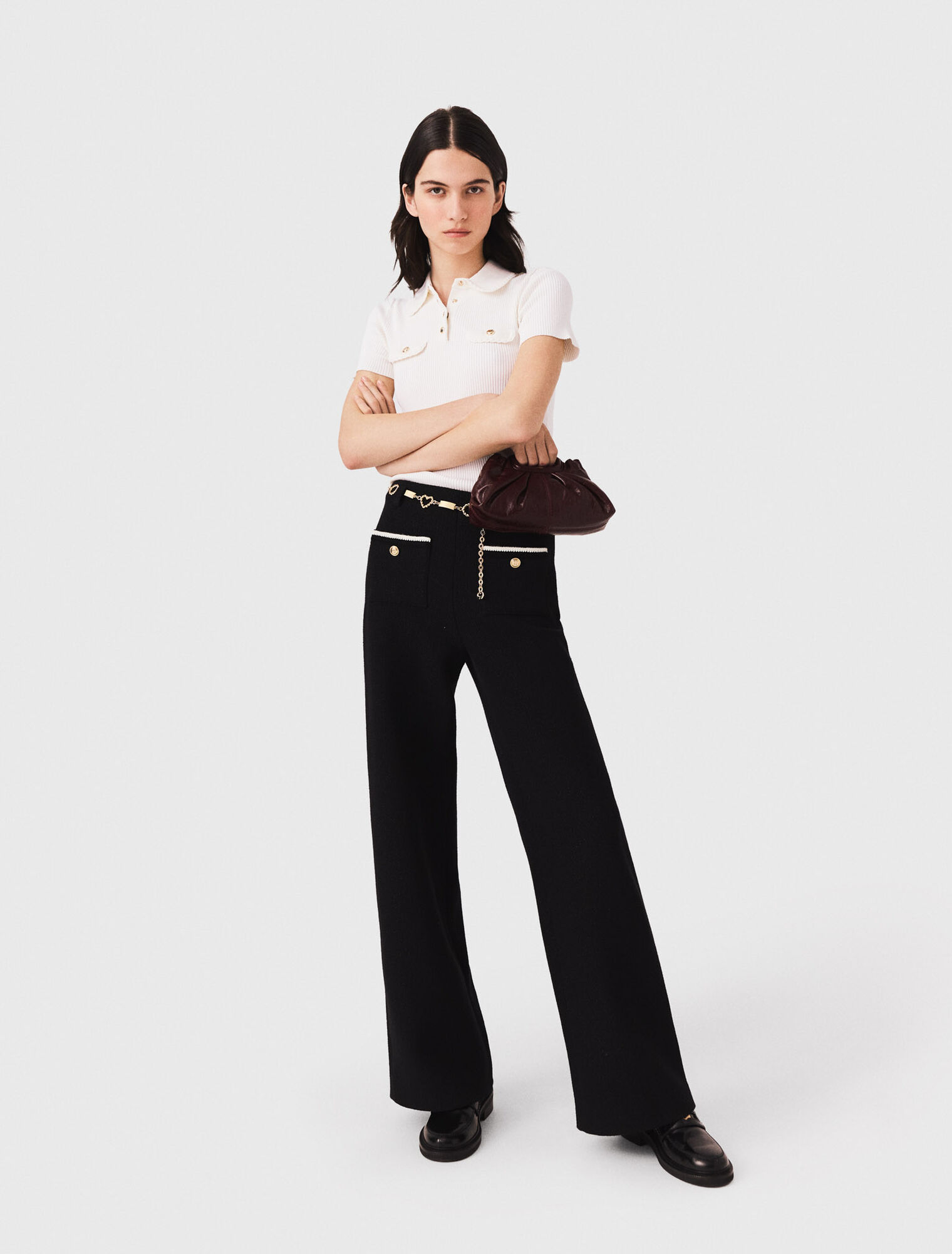 Lurex tweed trousers - Black
