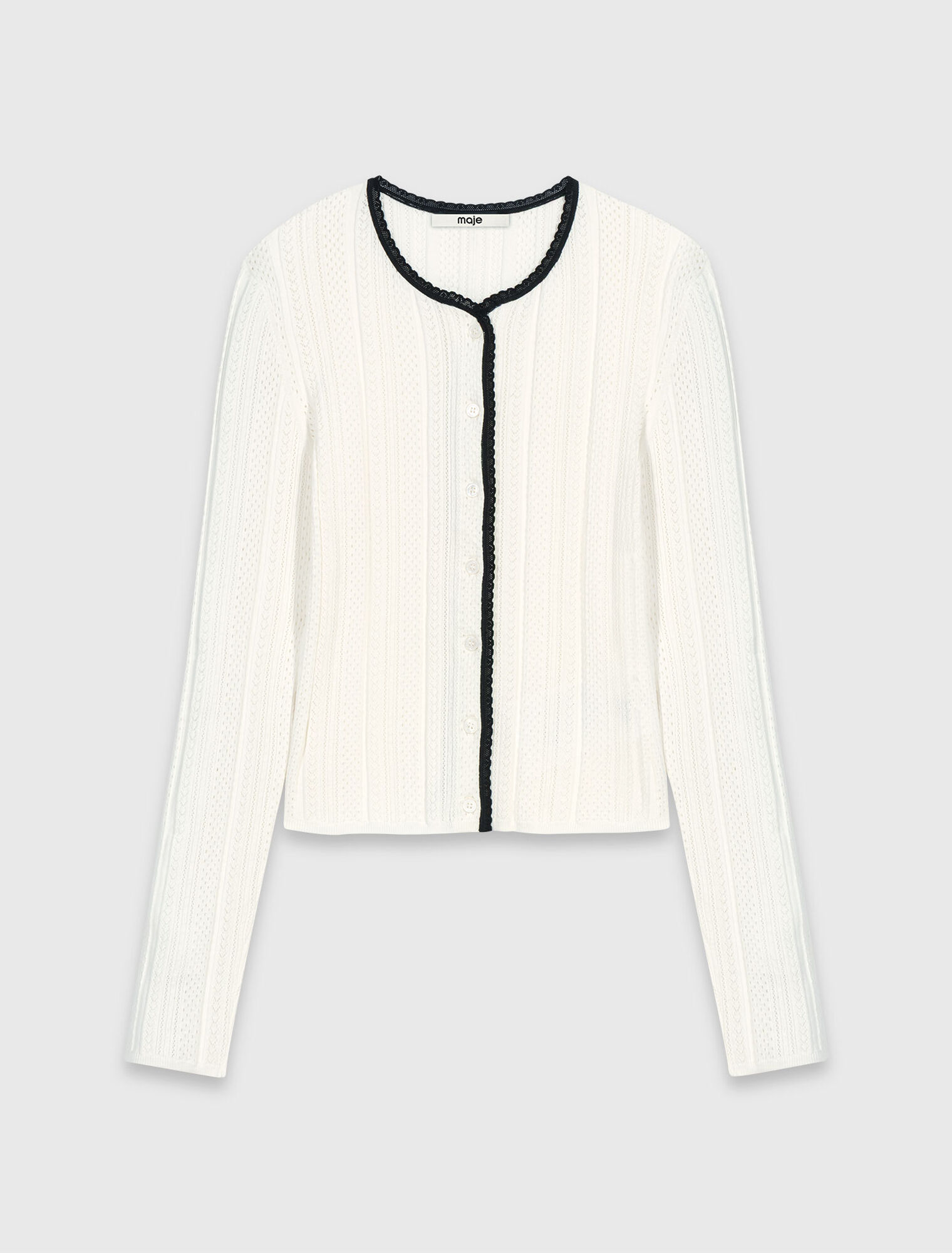 Pointelle knit twinset - White
