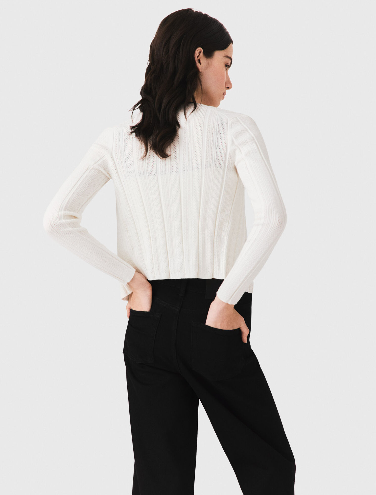 Pointelle knit twinset - White