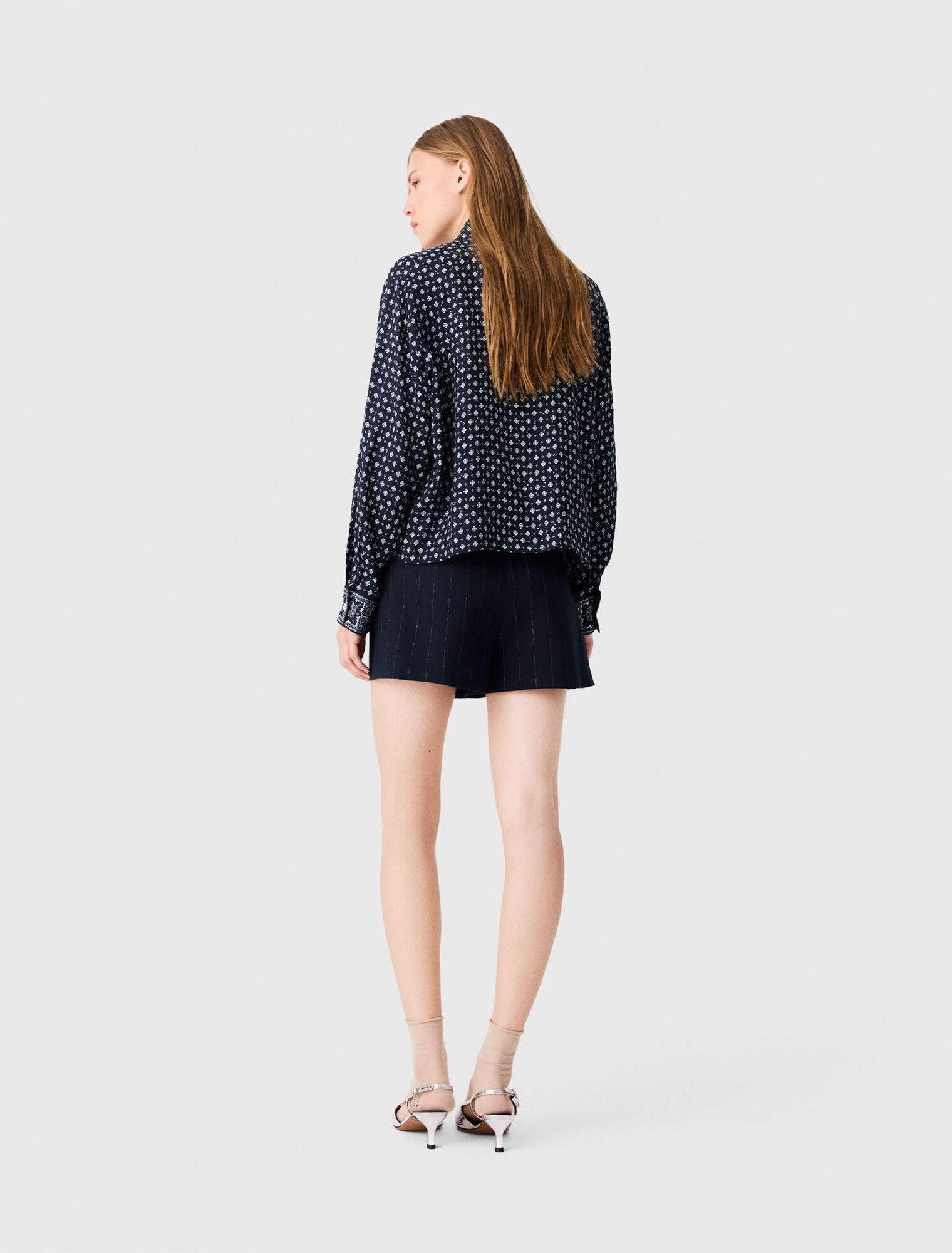 Printed shirt with rhinestones - Navy
