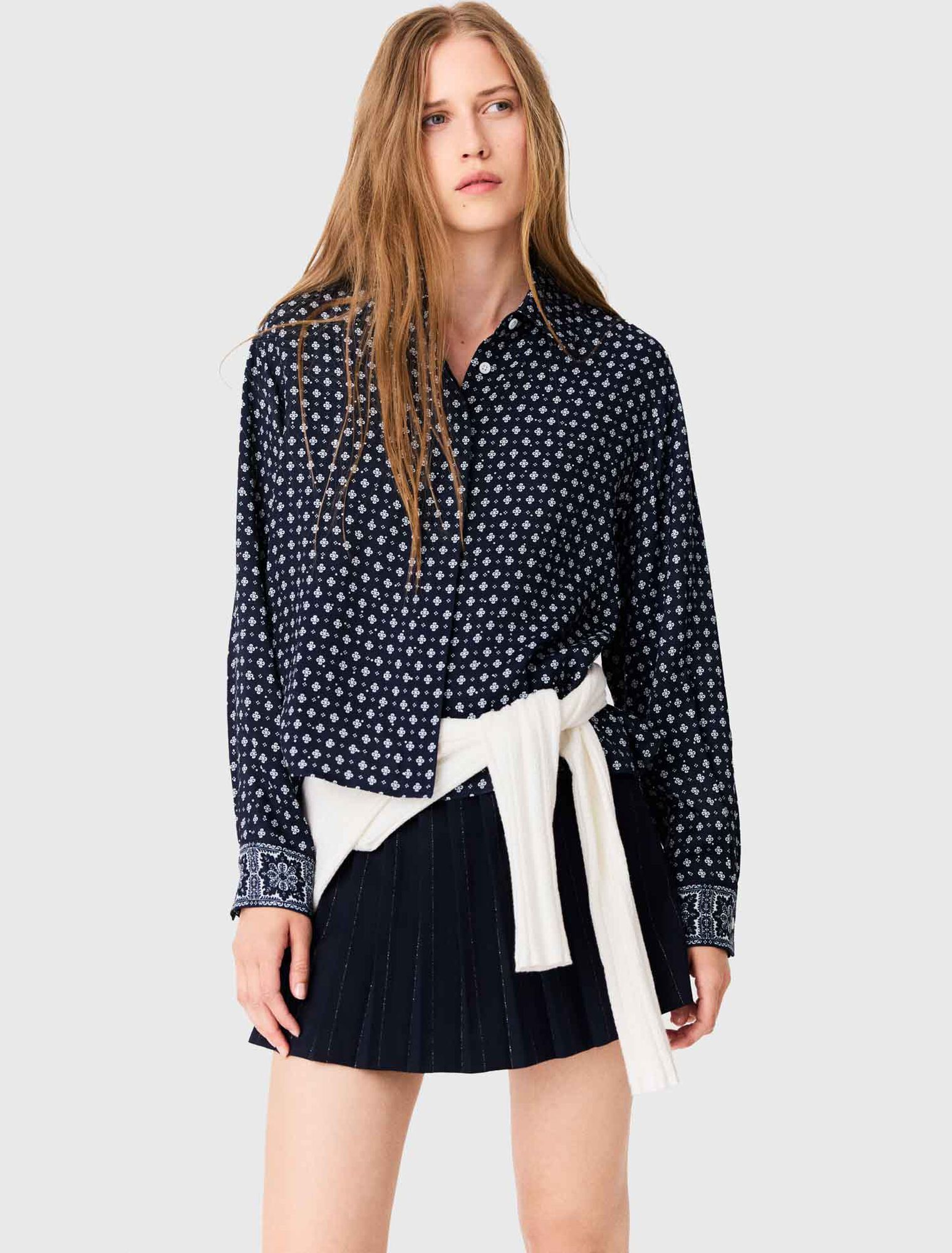 Printed shirt with rhinestones - Navy