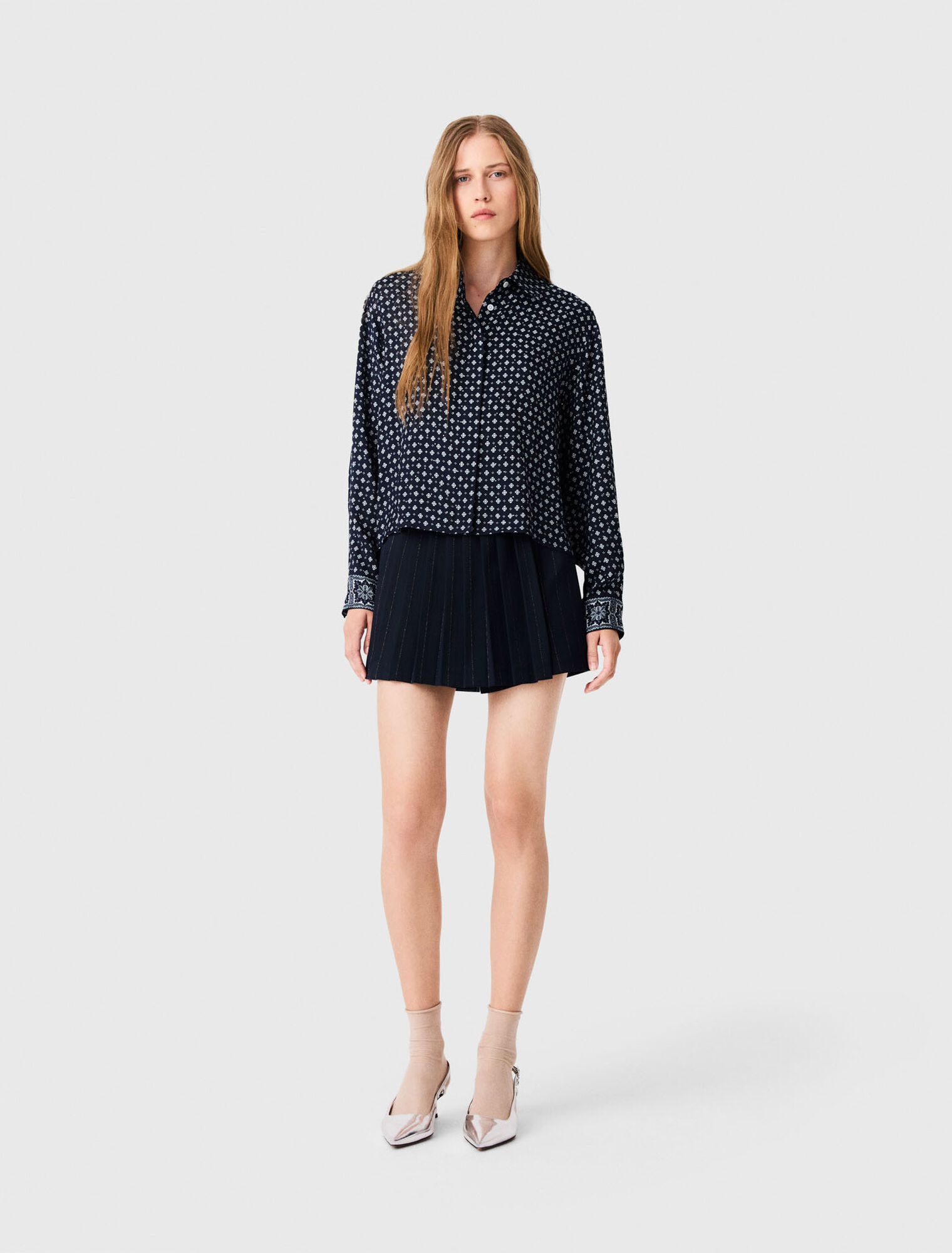 Printed shirt with rhinestones - Navy