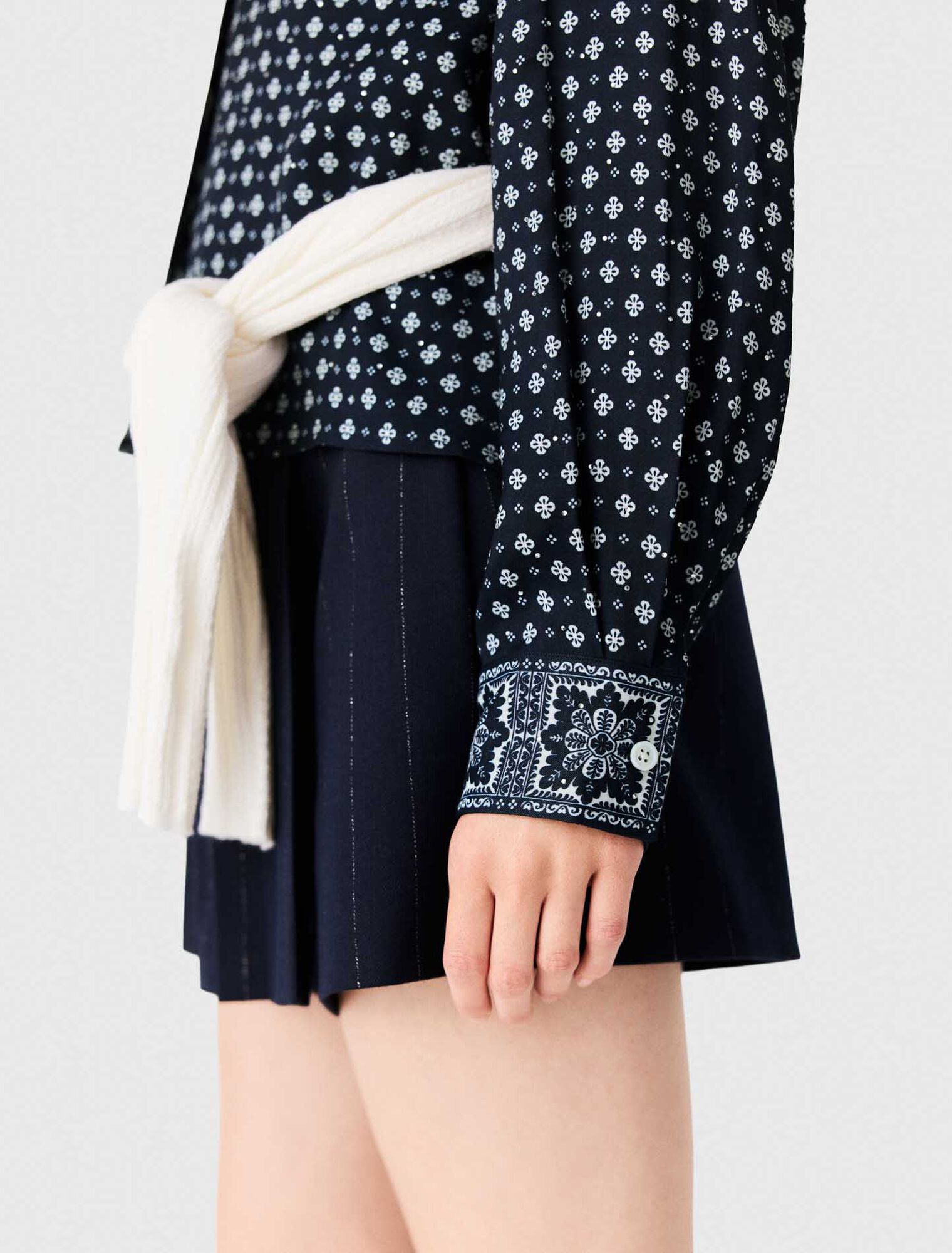 Printed shirt with rhinestones - Navy