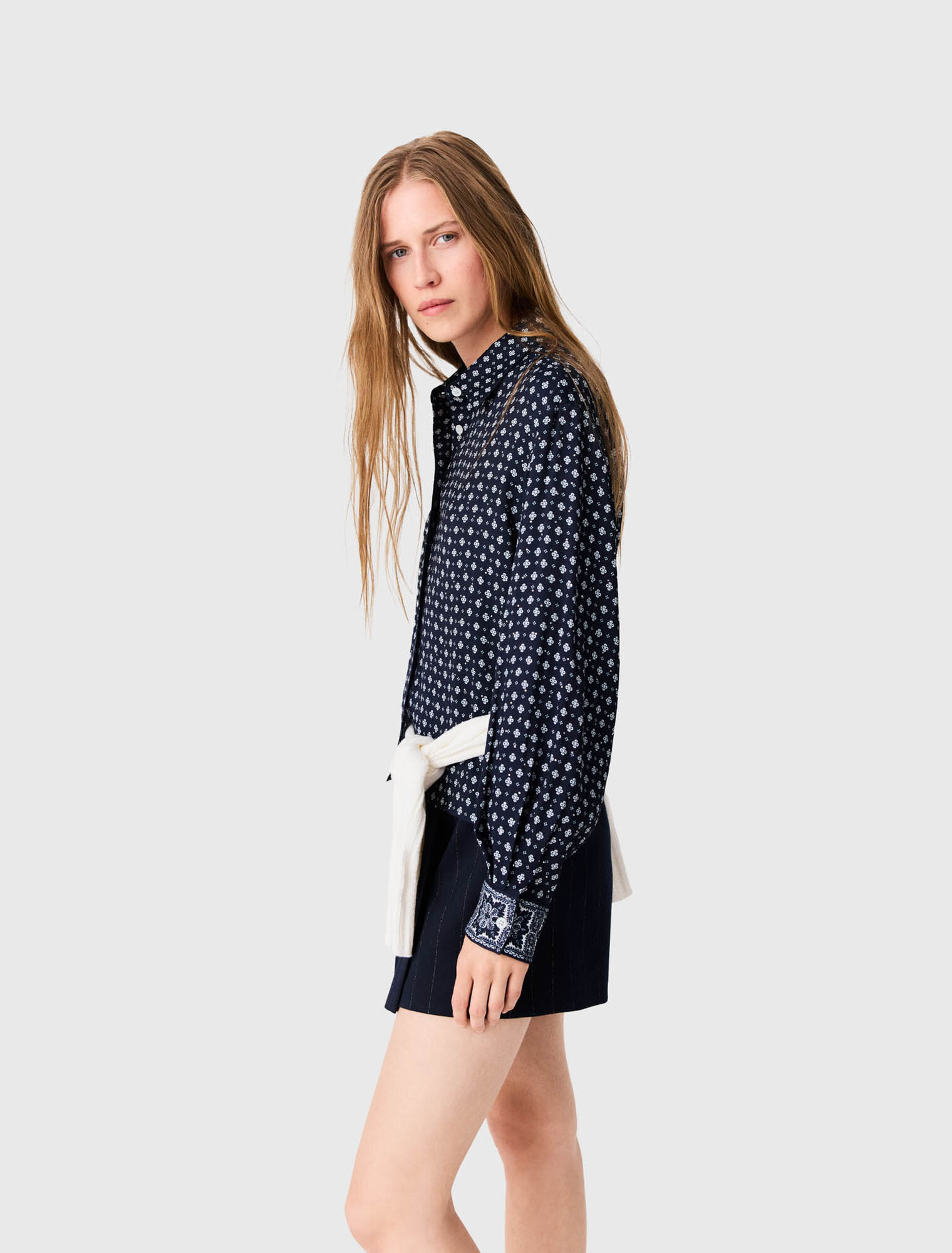 Printed shirt with rhinestones - Navy
