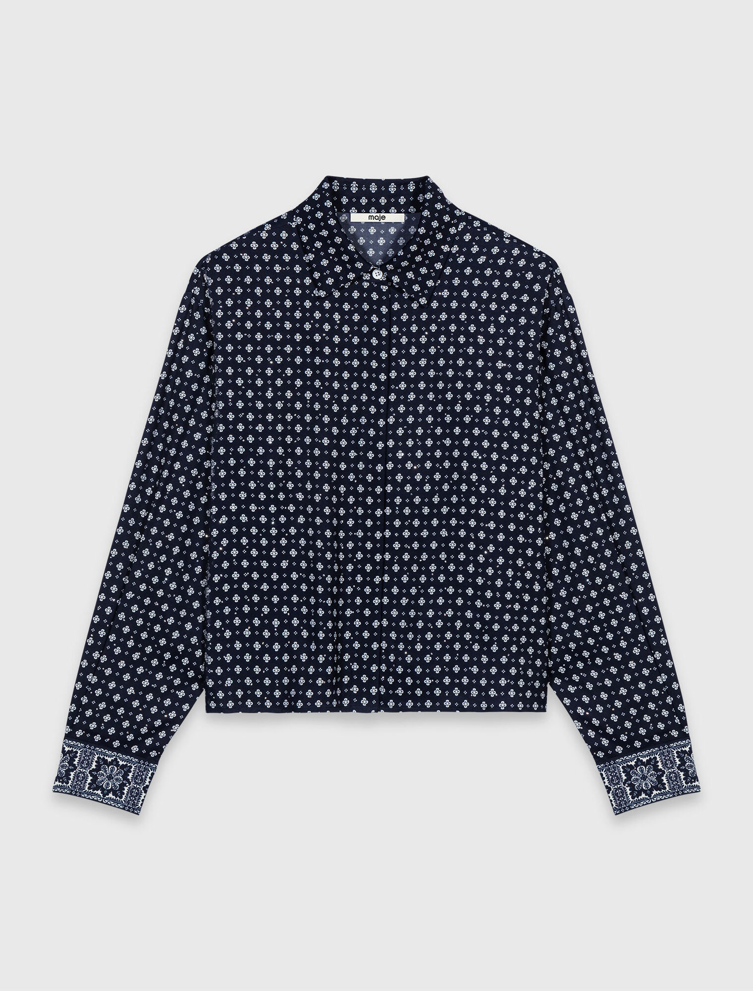 Printed shirt with rhinestones - Navy