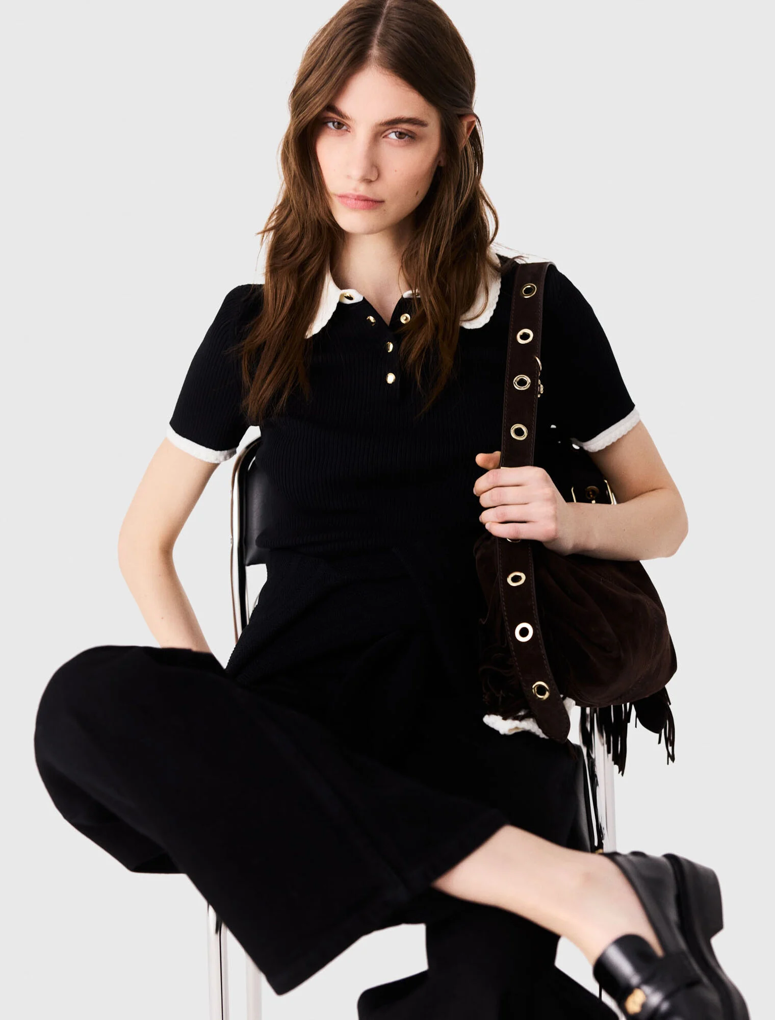 Short-sleeved polo shirt - Black