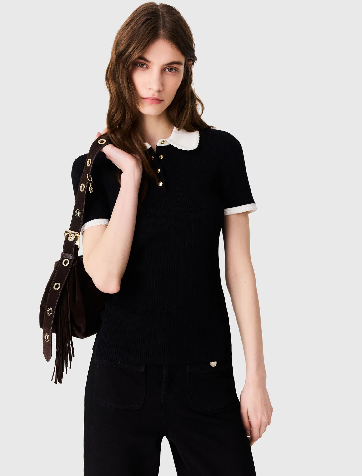 Short-sleeved polo shirt - Black