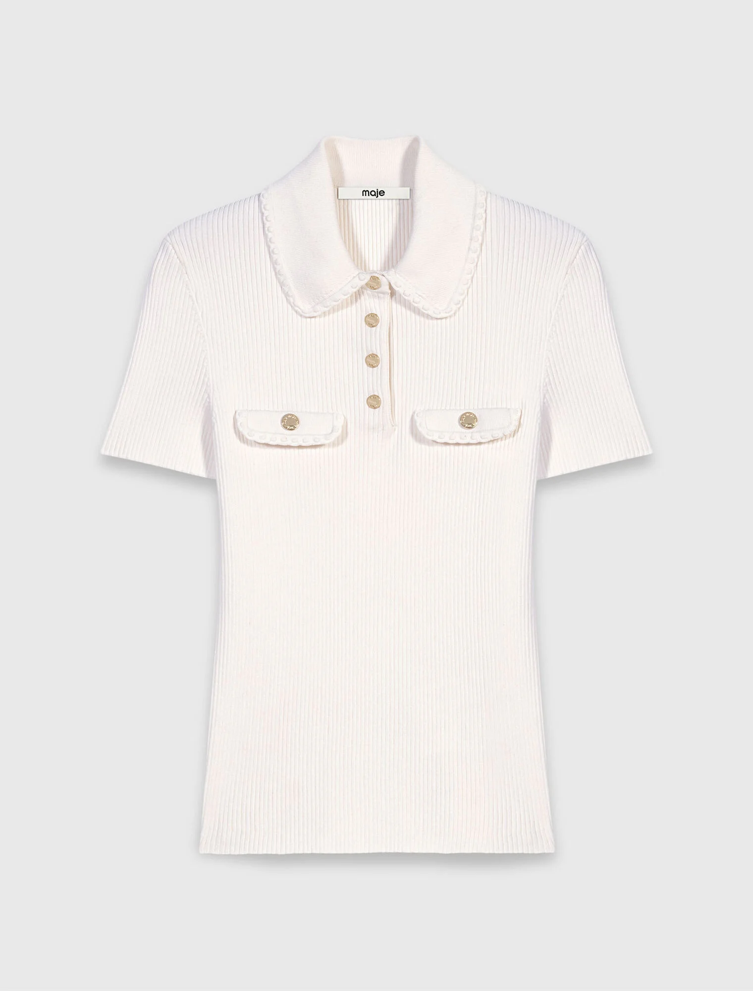 Short-sleeved polo with pockets - Ecru