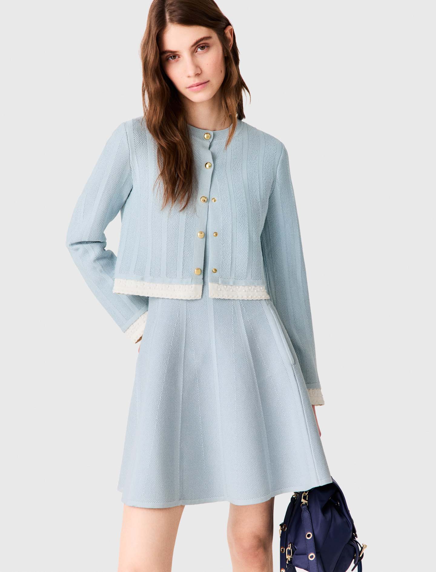 Cardigan with contrast band - Blue