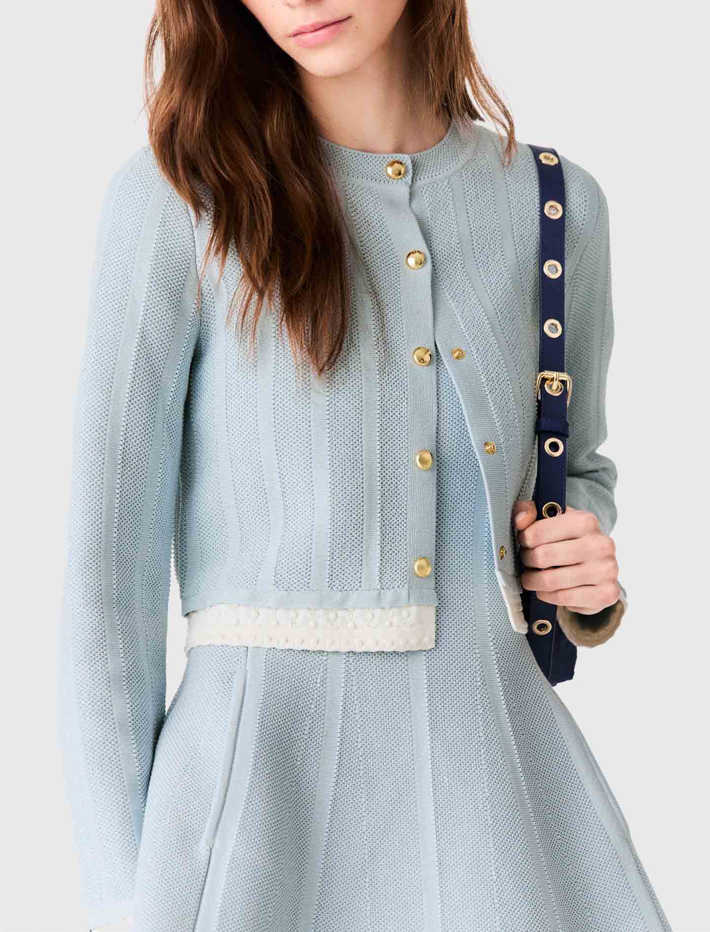 Cardigan with contrast band - Blue