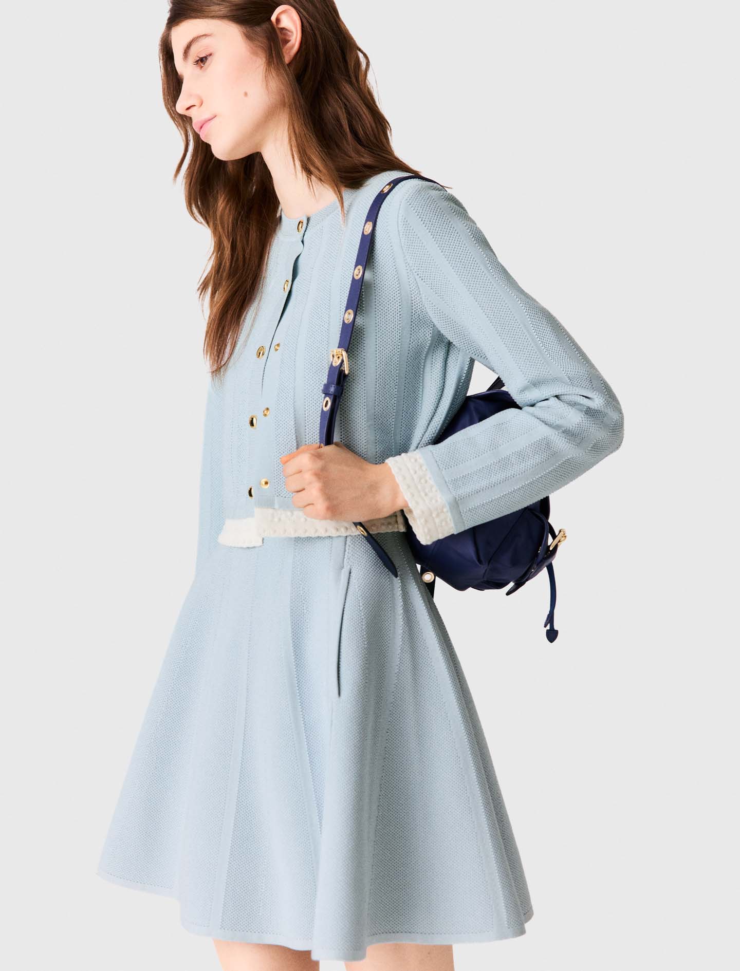 Cardigan with contrast band - Blue