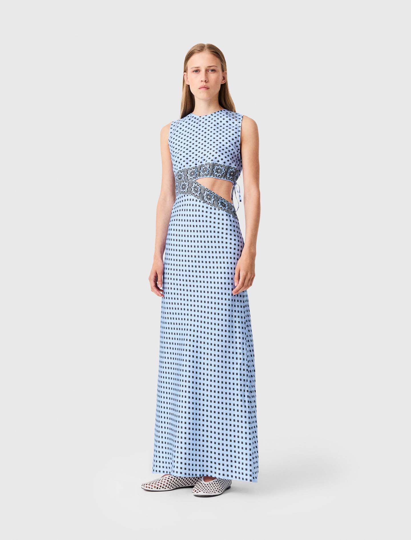Patterned cutaway dress - Blue