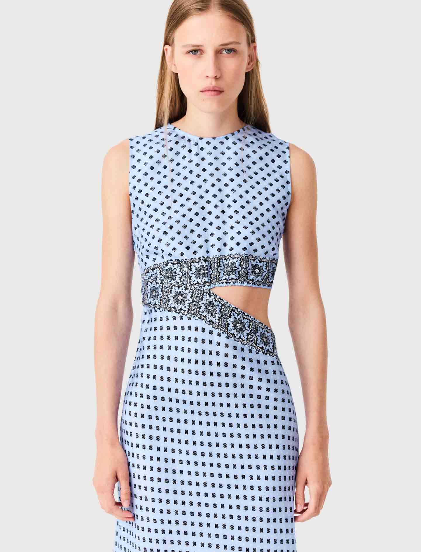 Patterned cutaway dress - Blue