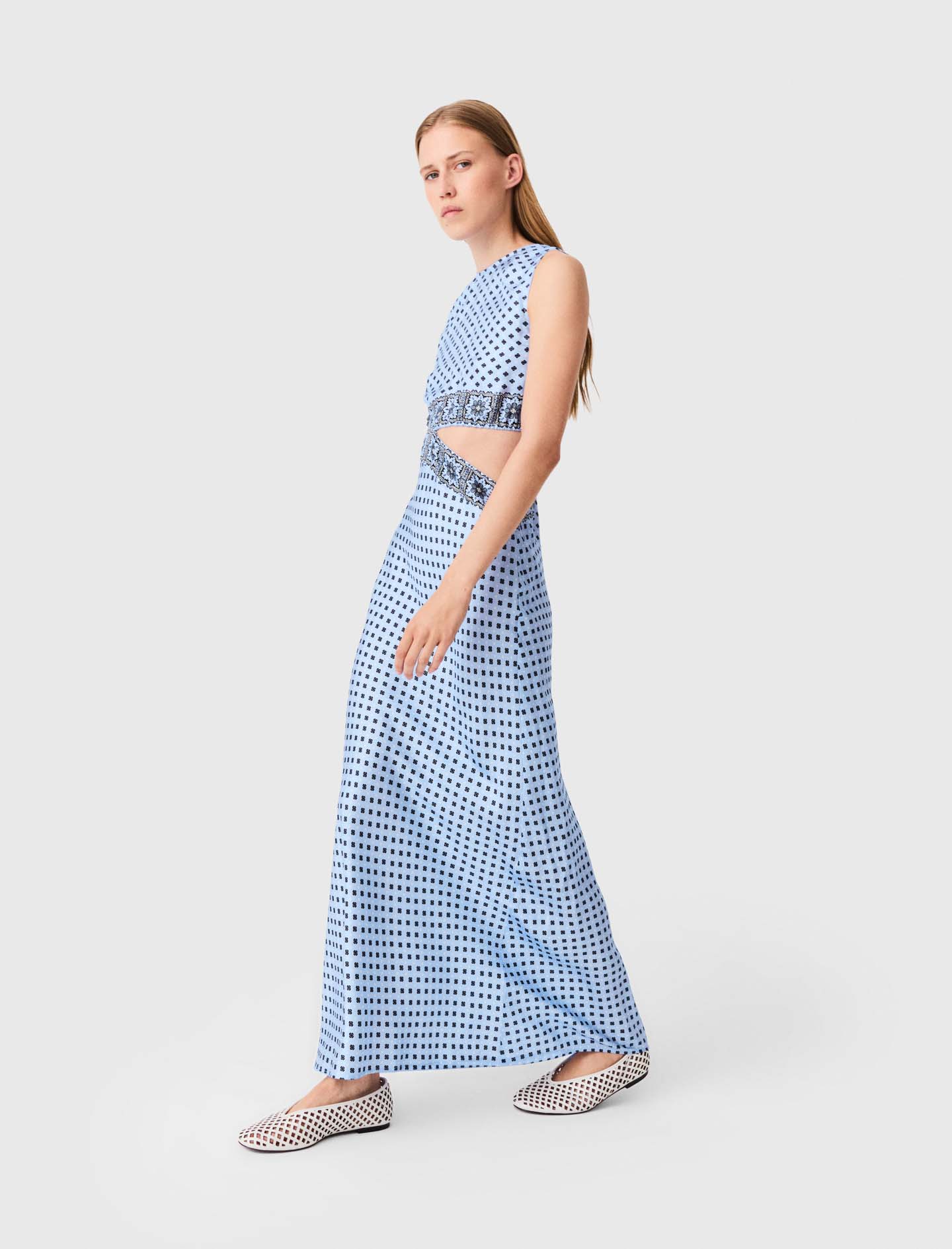 Patterned cutaway dress - Blue