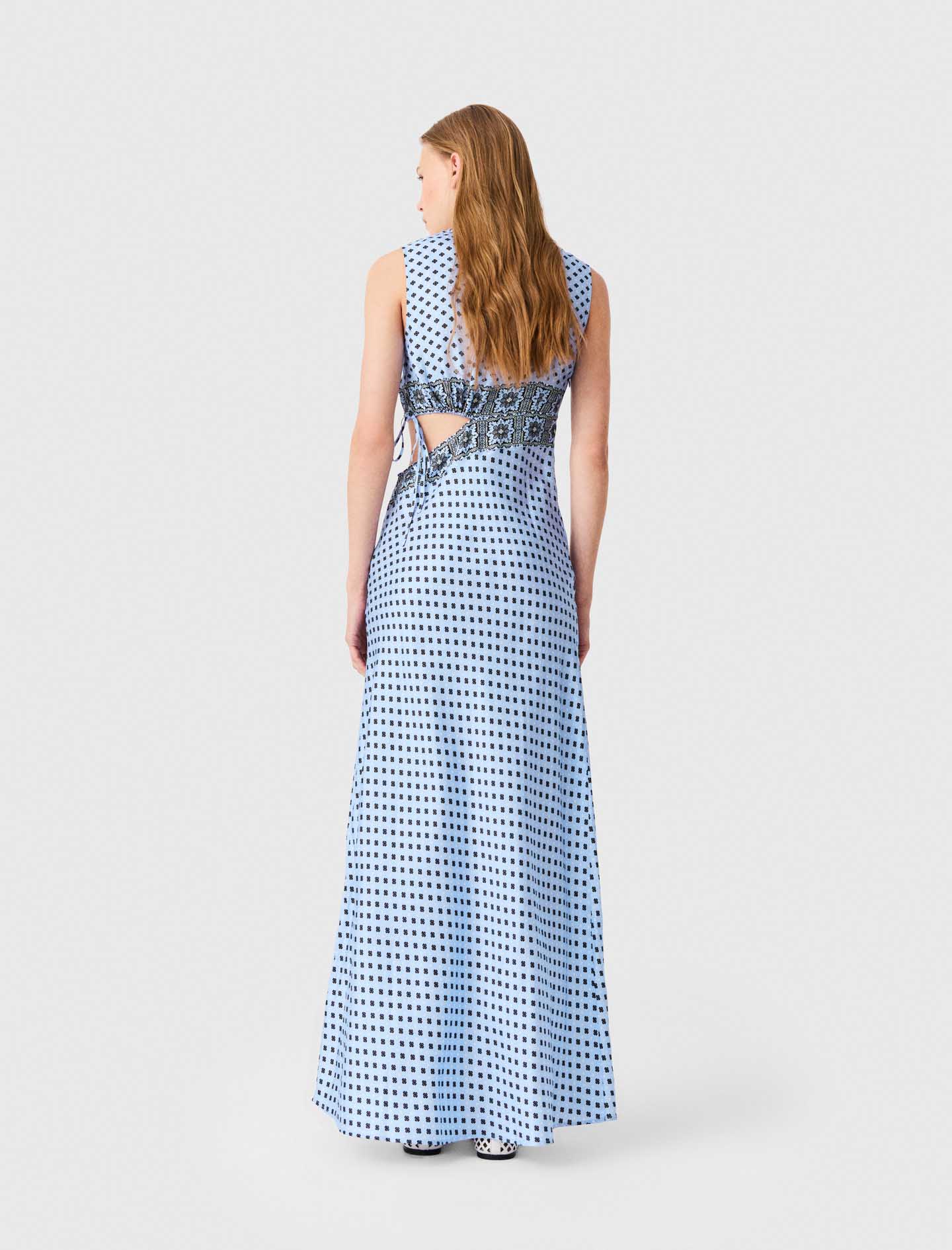 Patterned cutaway dress - Blue