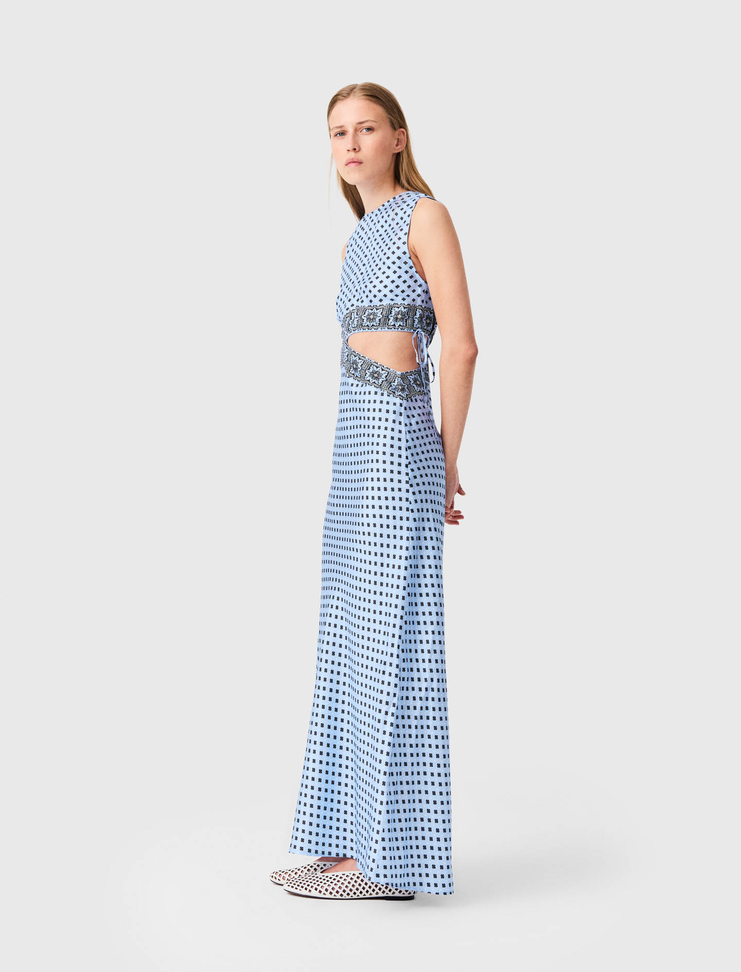 Patterned cutaway dress - Blue