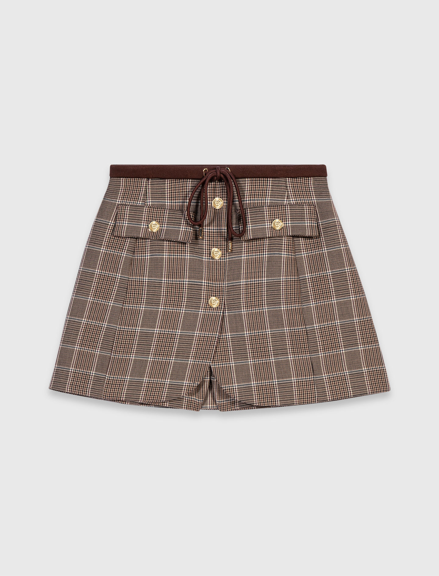 Layered-effect suit shorts - Brown