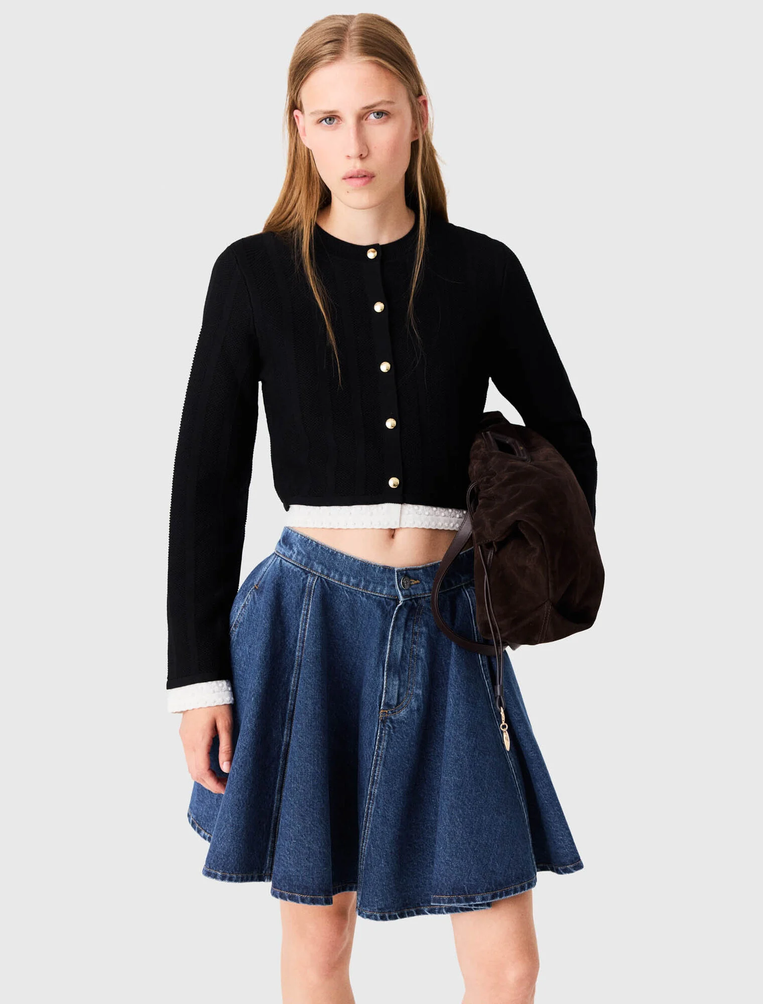 Cardigan with contrast band - Black